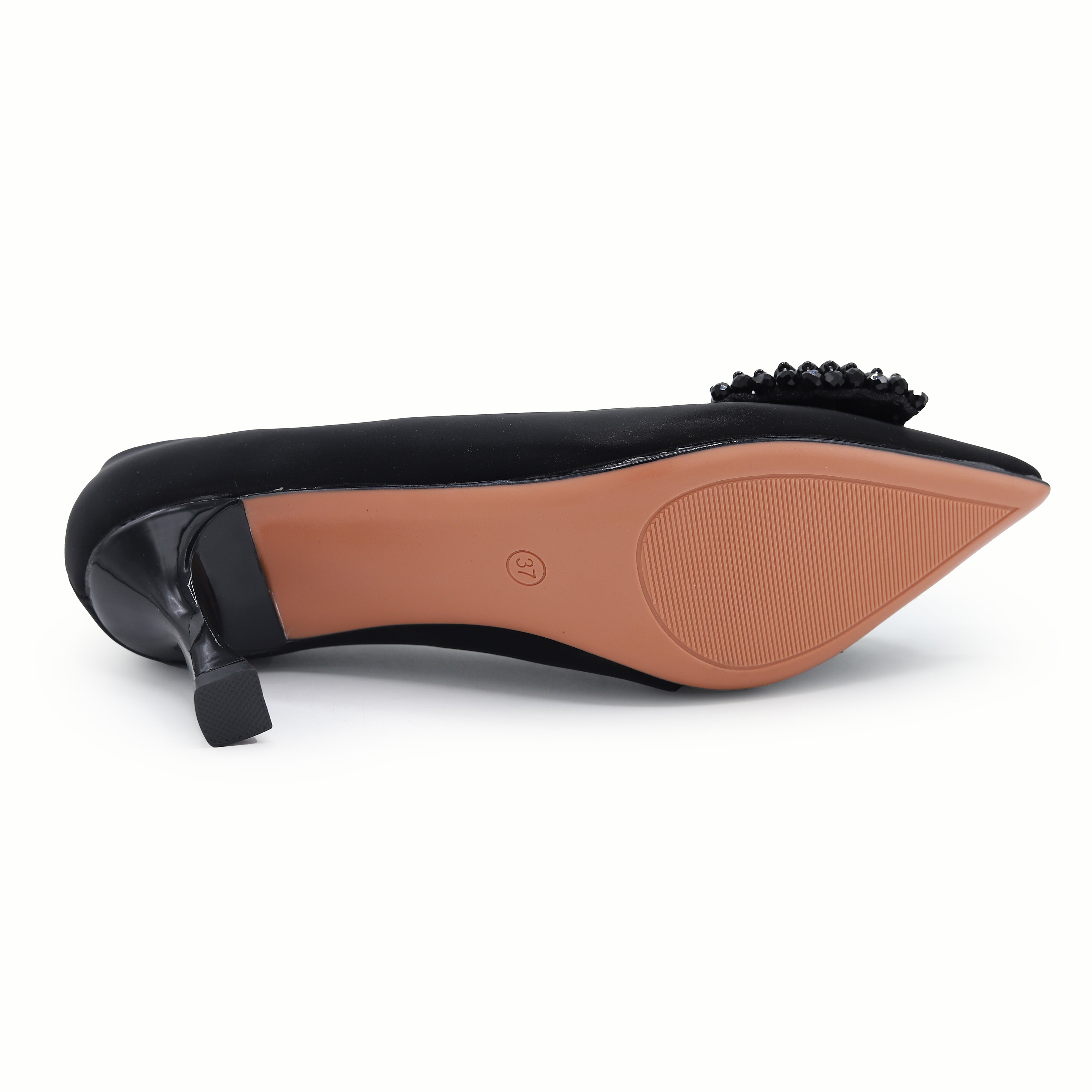 Elegant Black Pumps with Beaded Bow 8108165 Black