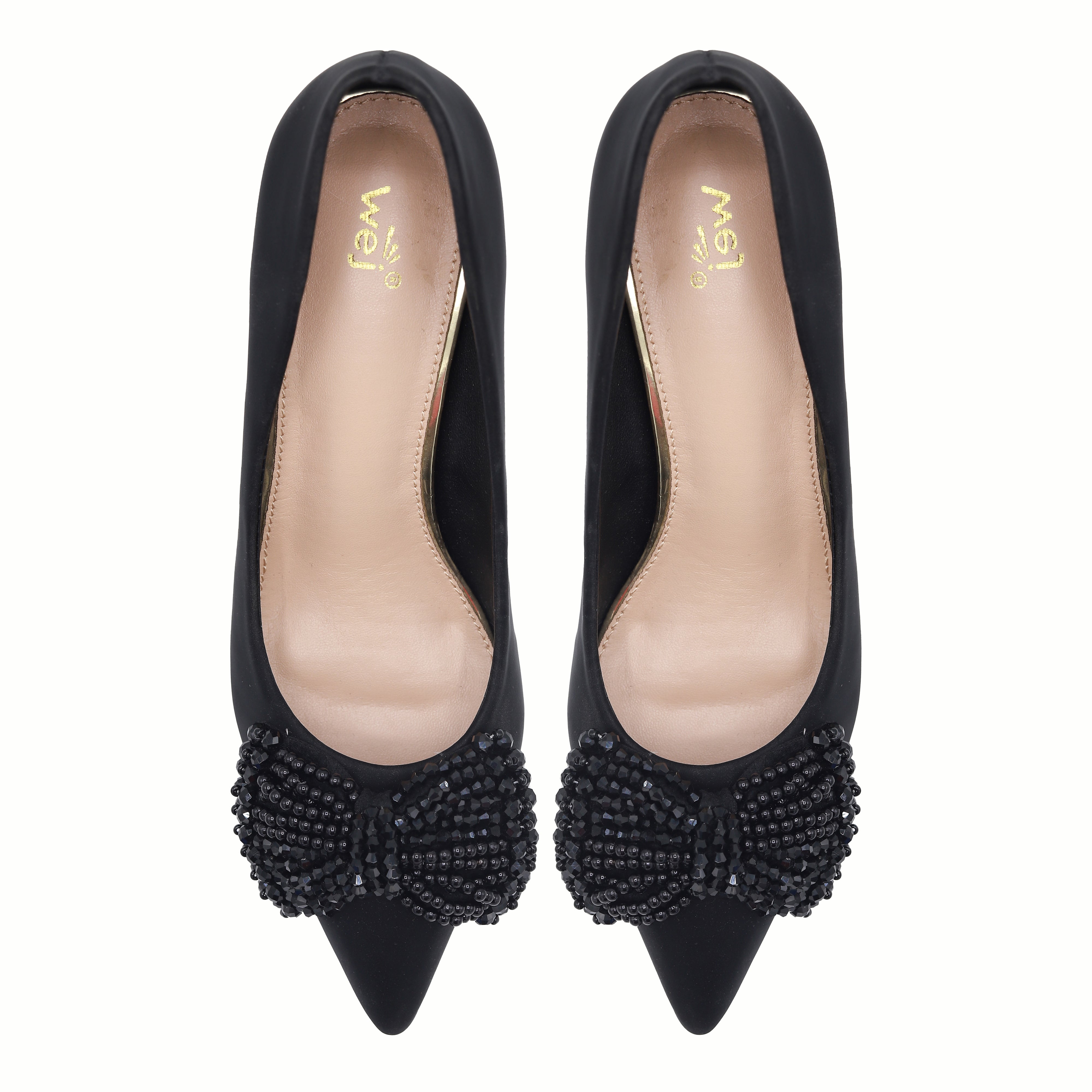 Elegant Black Pumps with Beaded Bow 8108165 Black