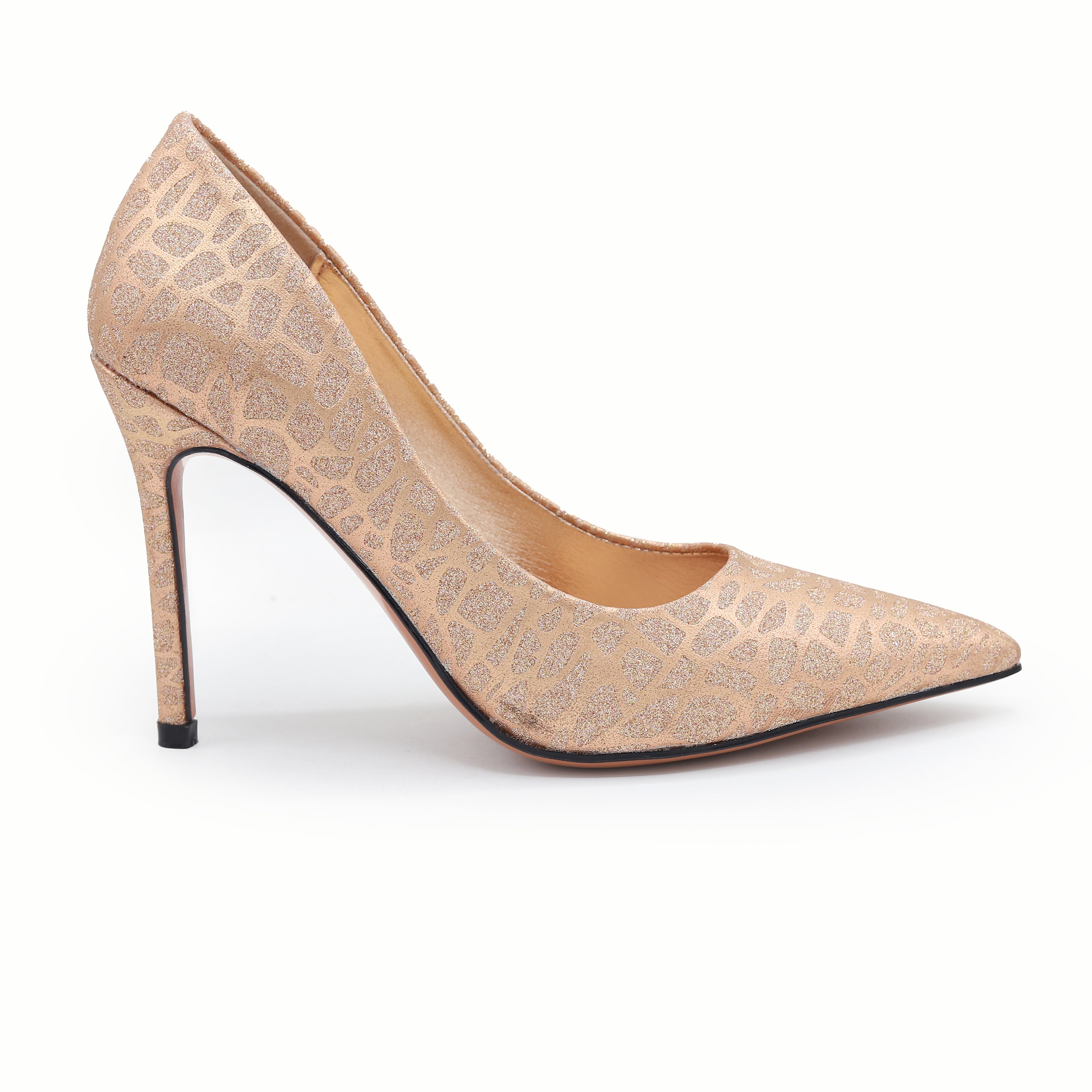 Elegant Rose Gold Shimmer Patterned Pumps 8108146 Peach