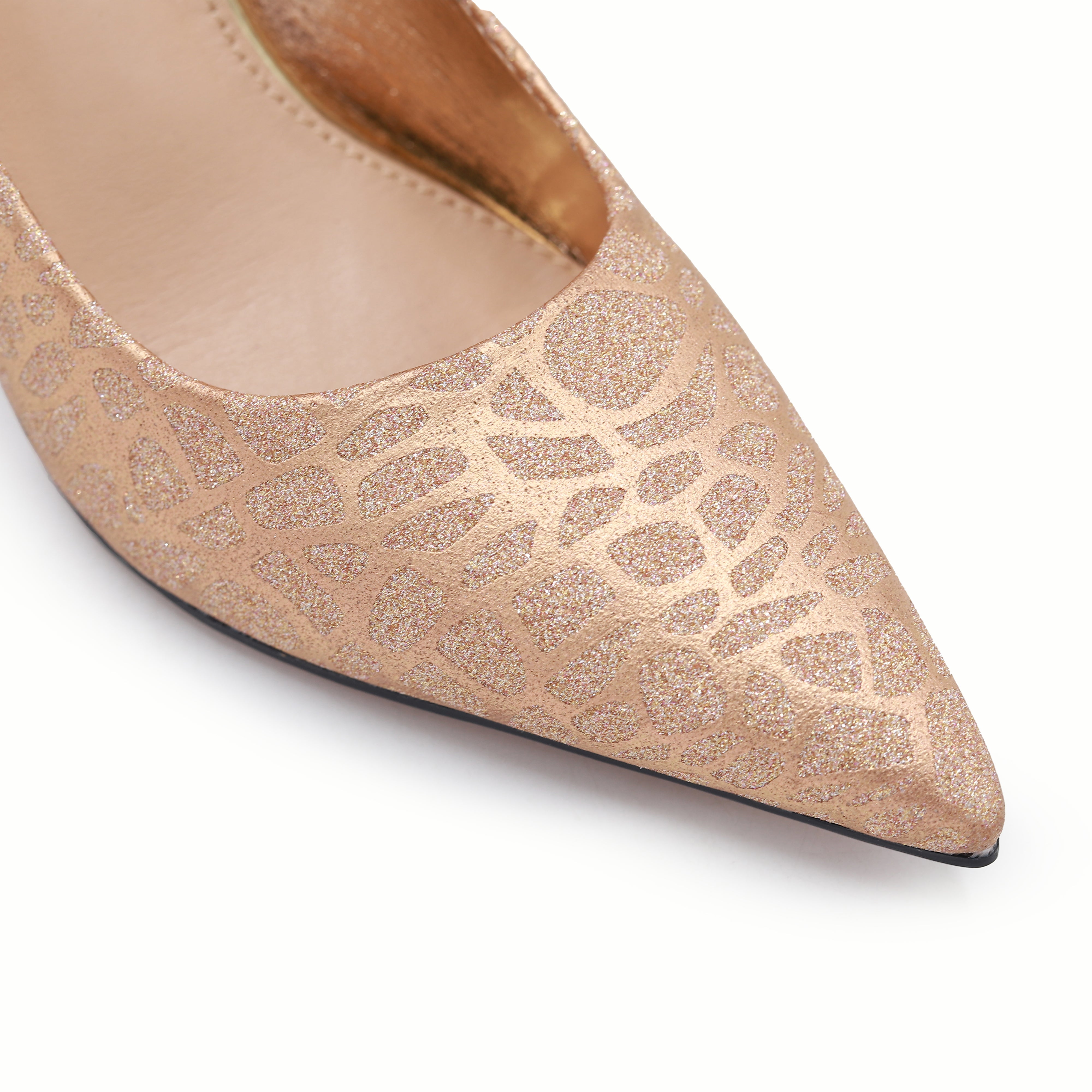 Elegant Rose Gold Shimmer Patterned Pumps 8108146 Peach
