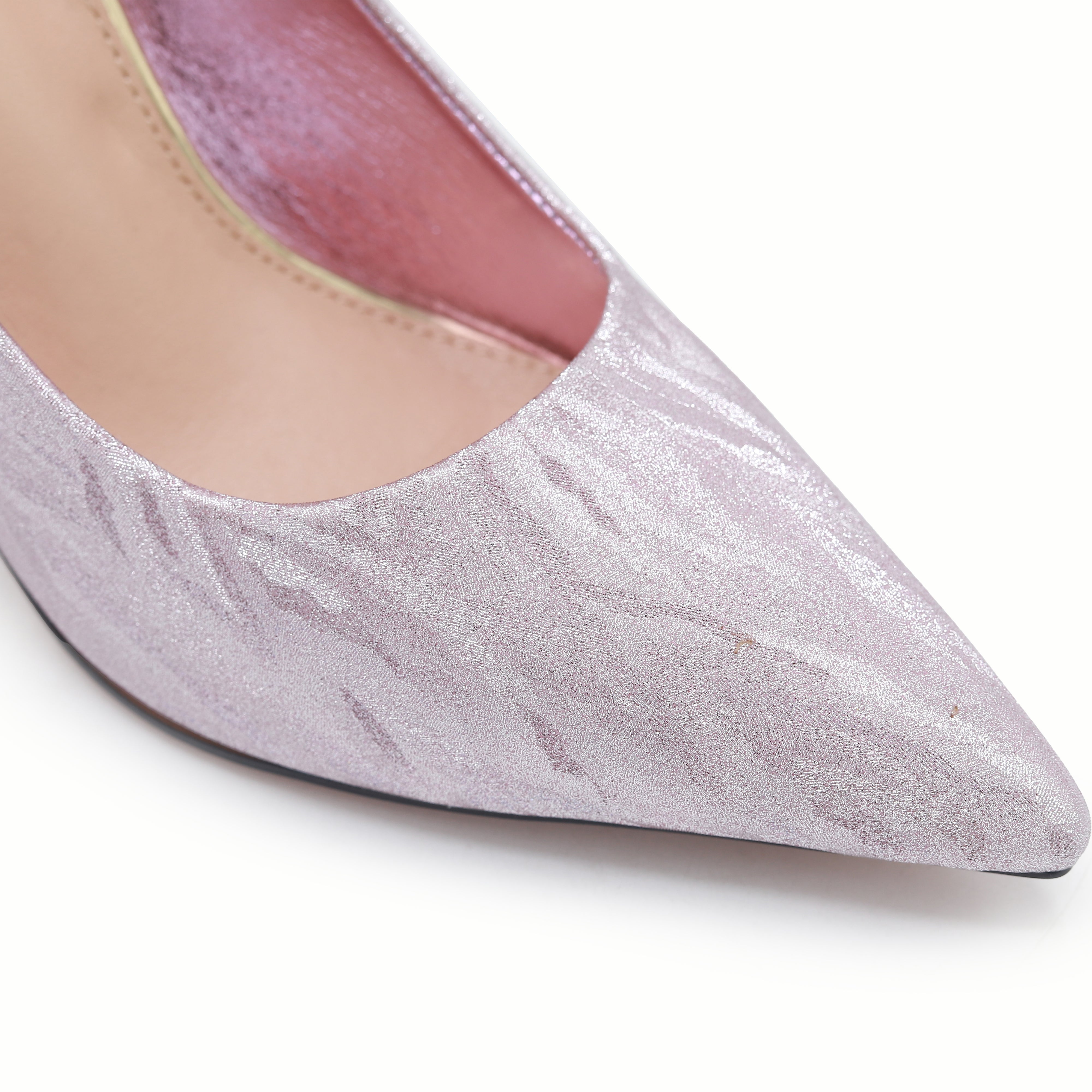 Elegant Pink Shimmer Pointed-Toe Pumps 8108149 Peach ( 10 cm )