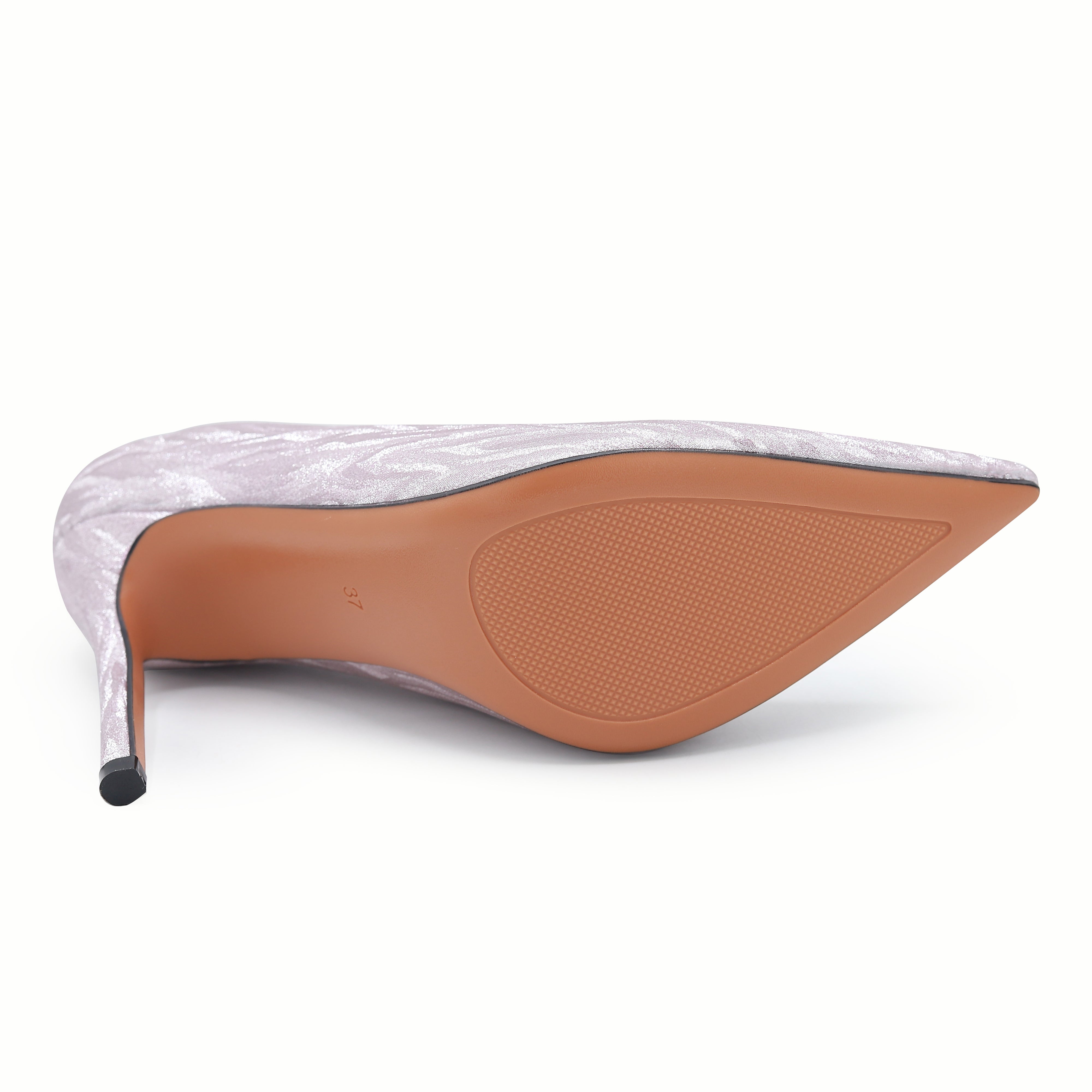 Elegant Pink Shimmer Pointed-Toe Pumps 8108149 Peach ( 10 cm )