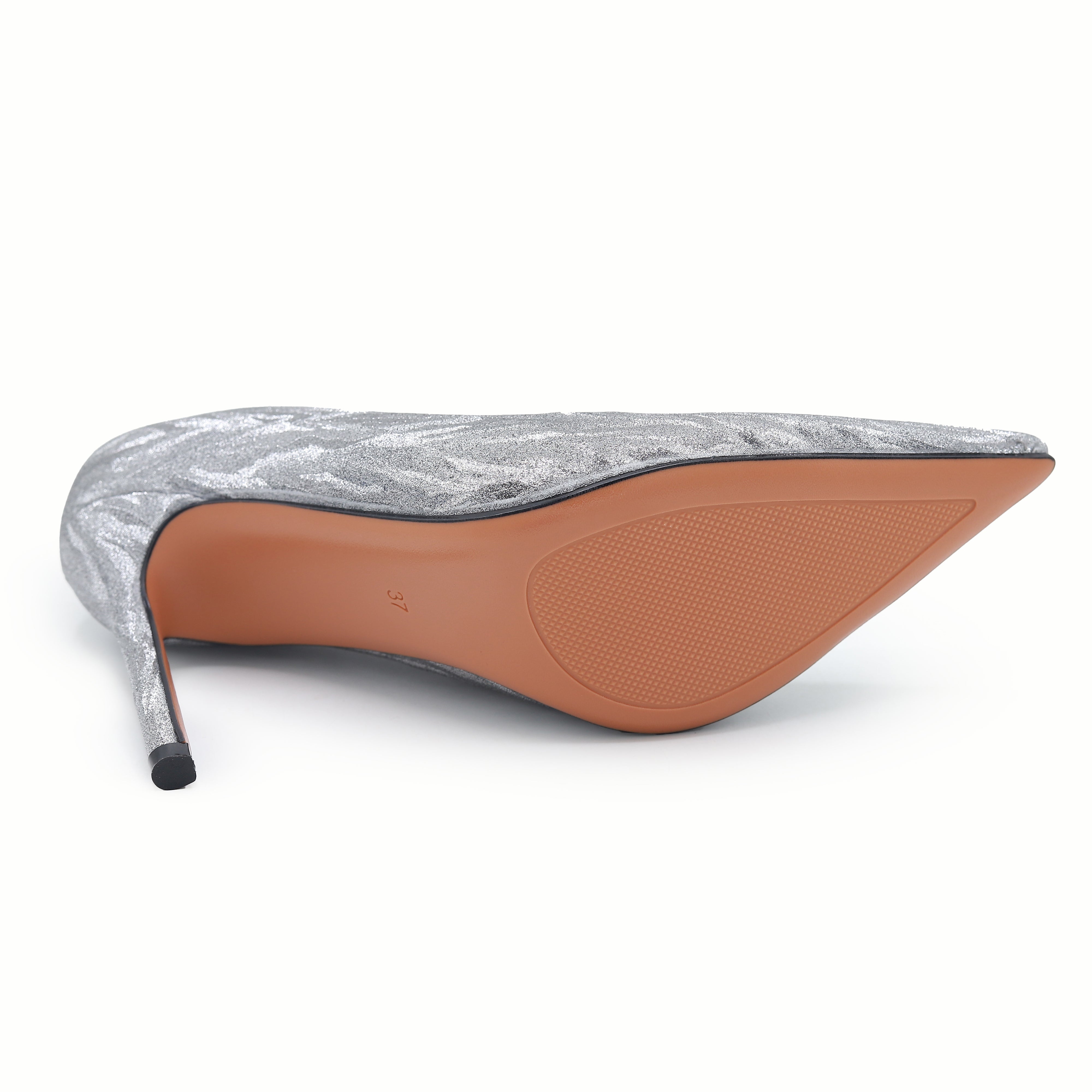 Elegant Silver Shimmer Pointed-Toe Pumps 8108149 Silver ( 10 cm )