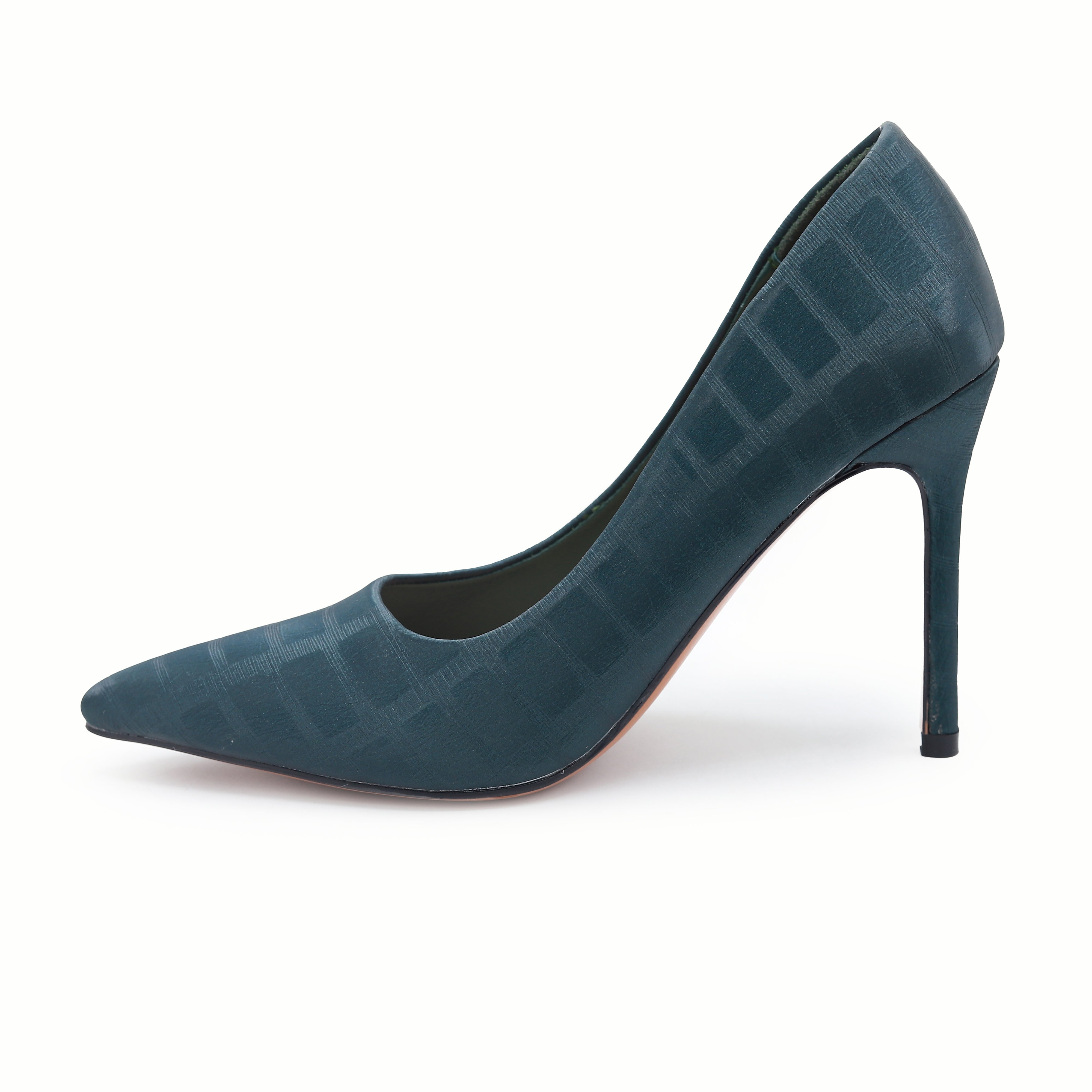 Elegant Teal Textured Stiletto Pumps 8108148 GREEN ( 10 cm )