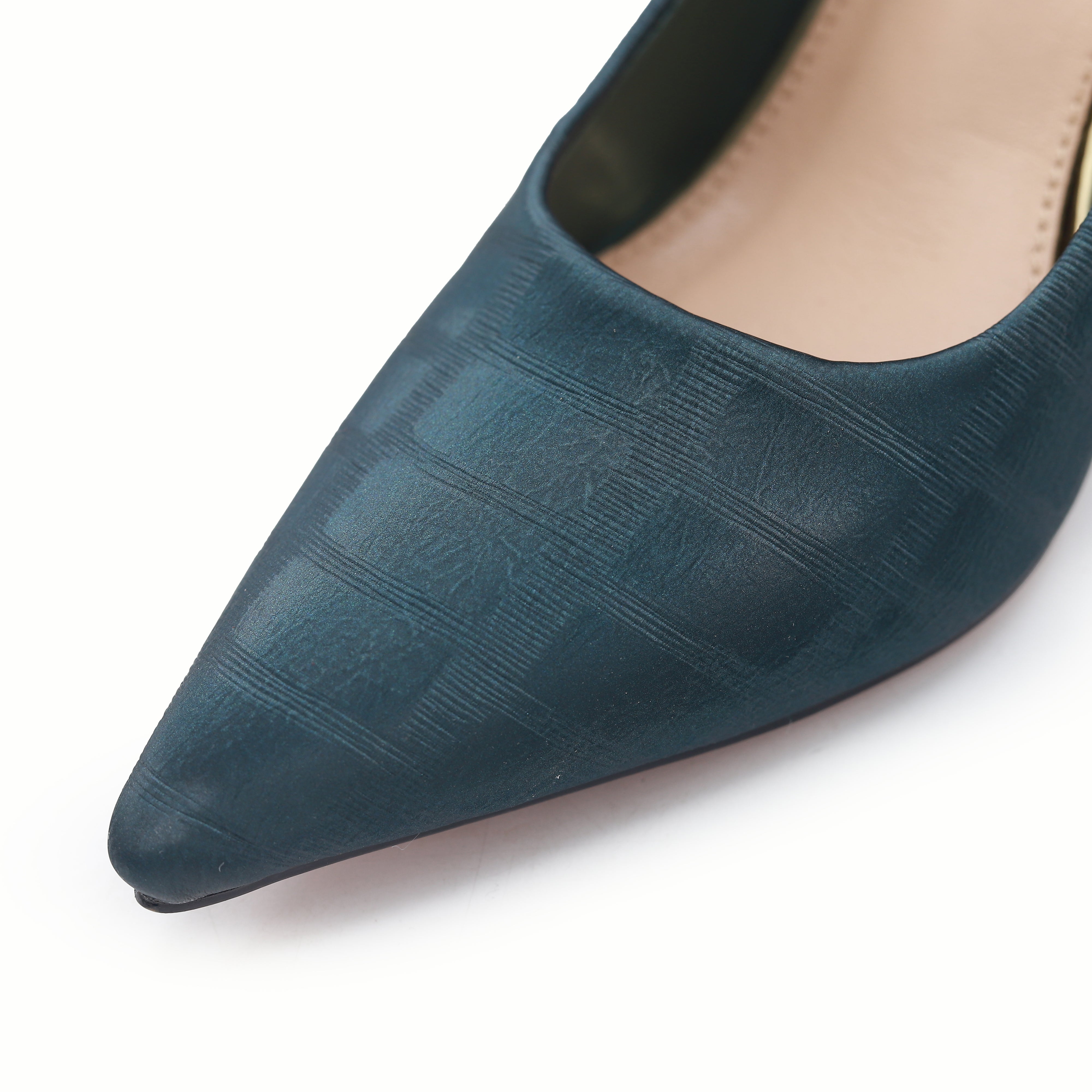 Elegant Teal Textured Stiletto Pumps 8108148 GREEN ( 10 cm )