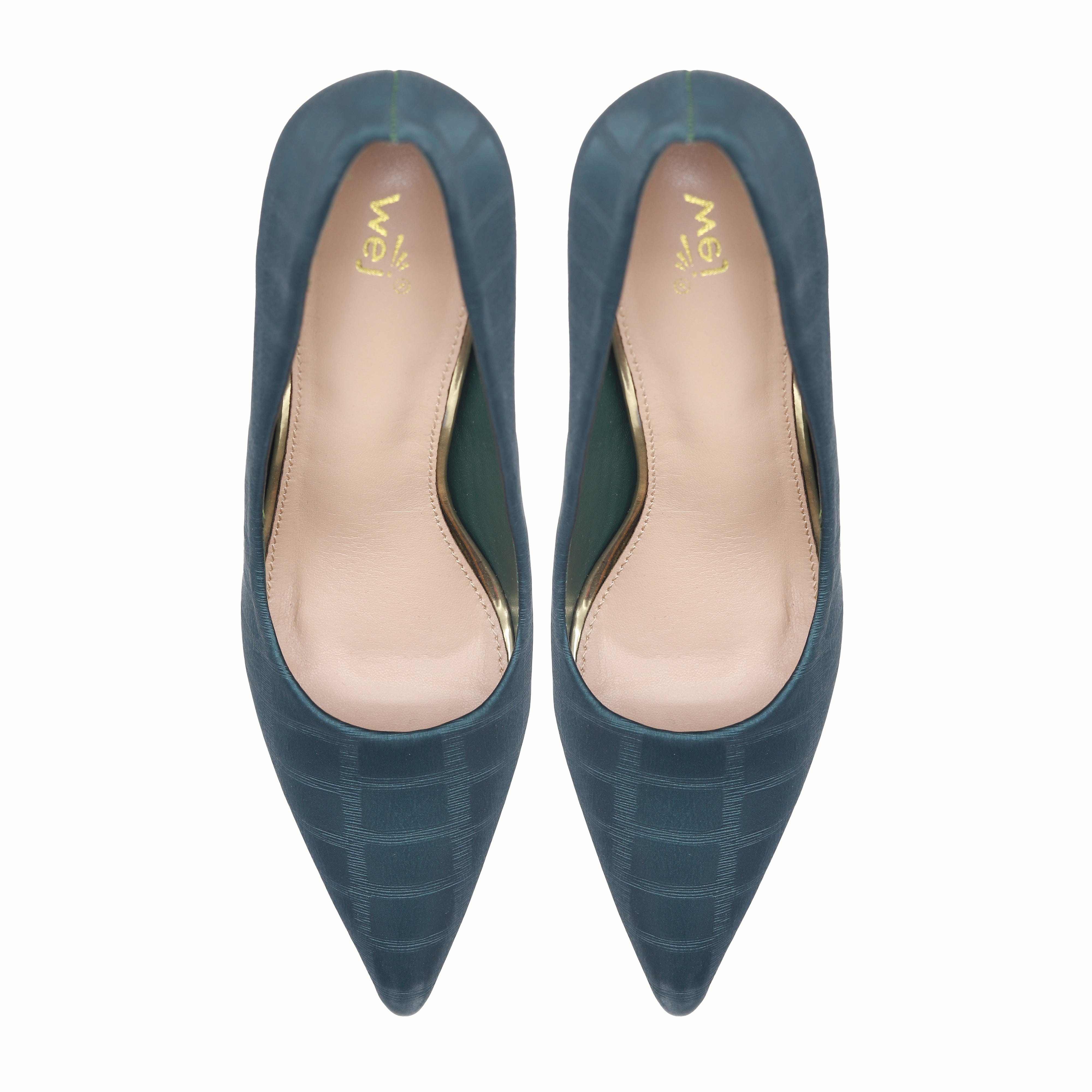 Elegant Teal Textured Stiletto Pumps 8108148 GREEN ( 10 cm )