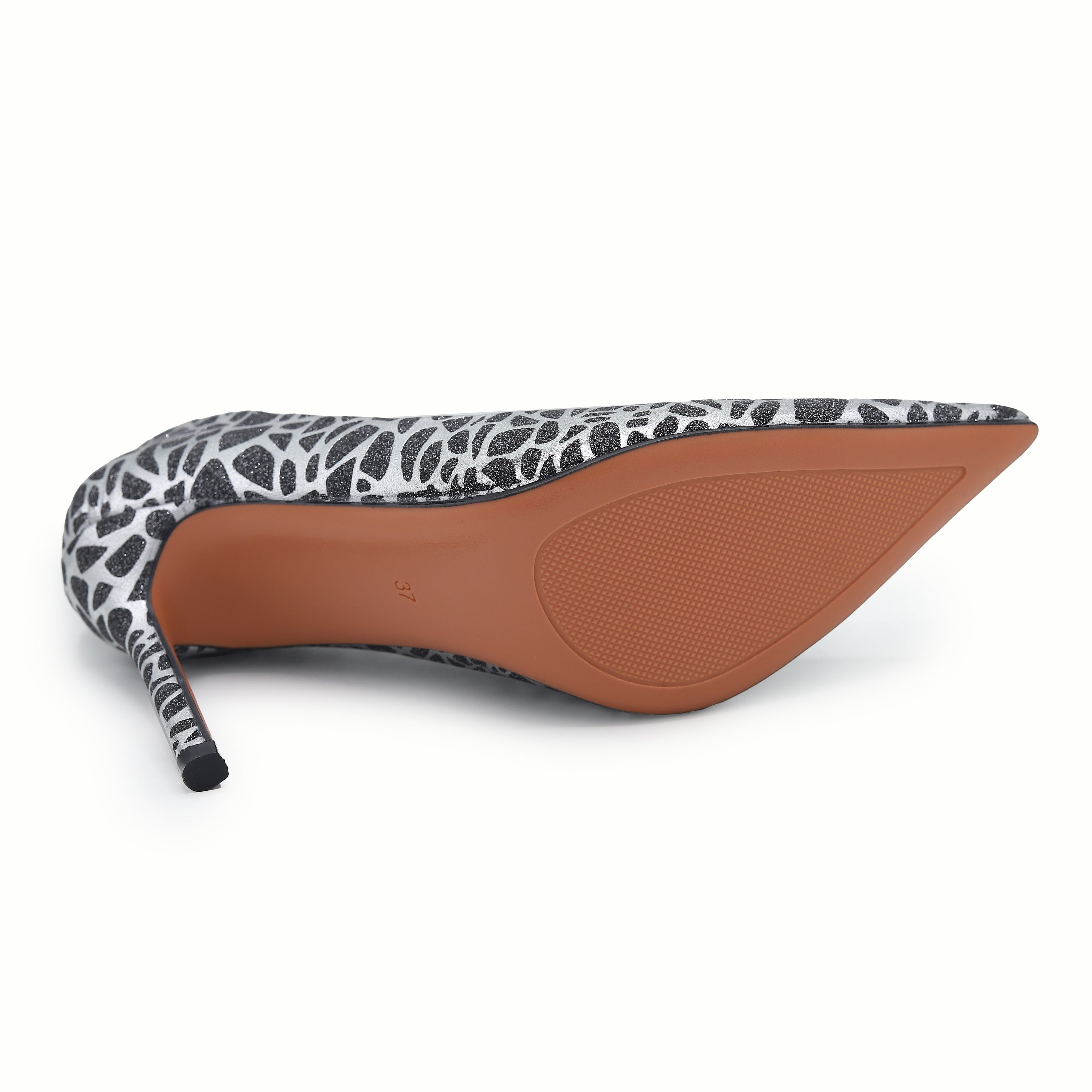 Chic Silver & Black Patterned Stiletto Pumps 8108146 Silver