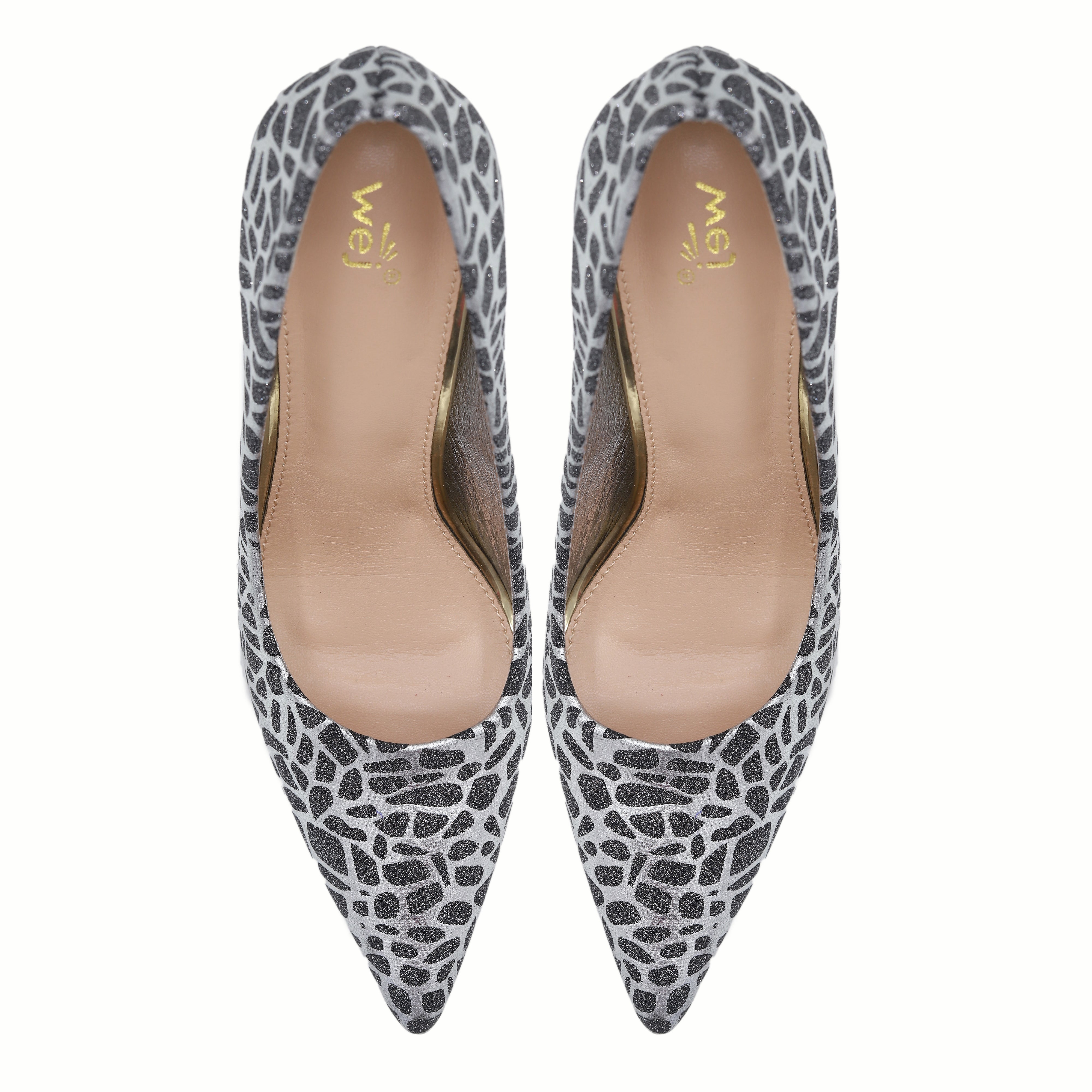 Chic Silver & Black Patterned Stiletto Pumps 8108146 Silver