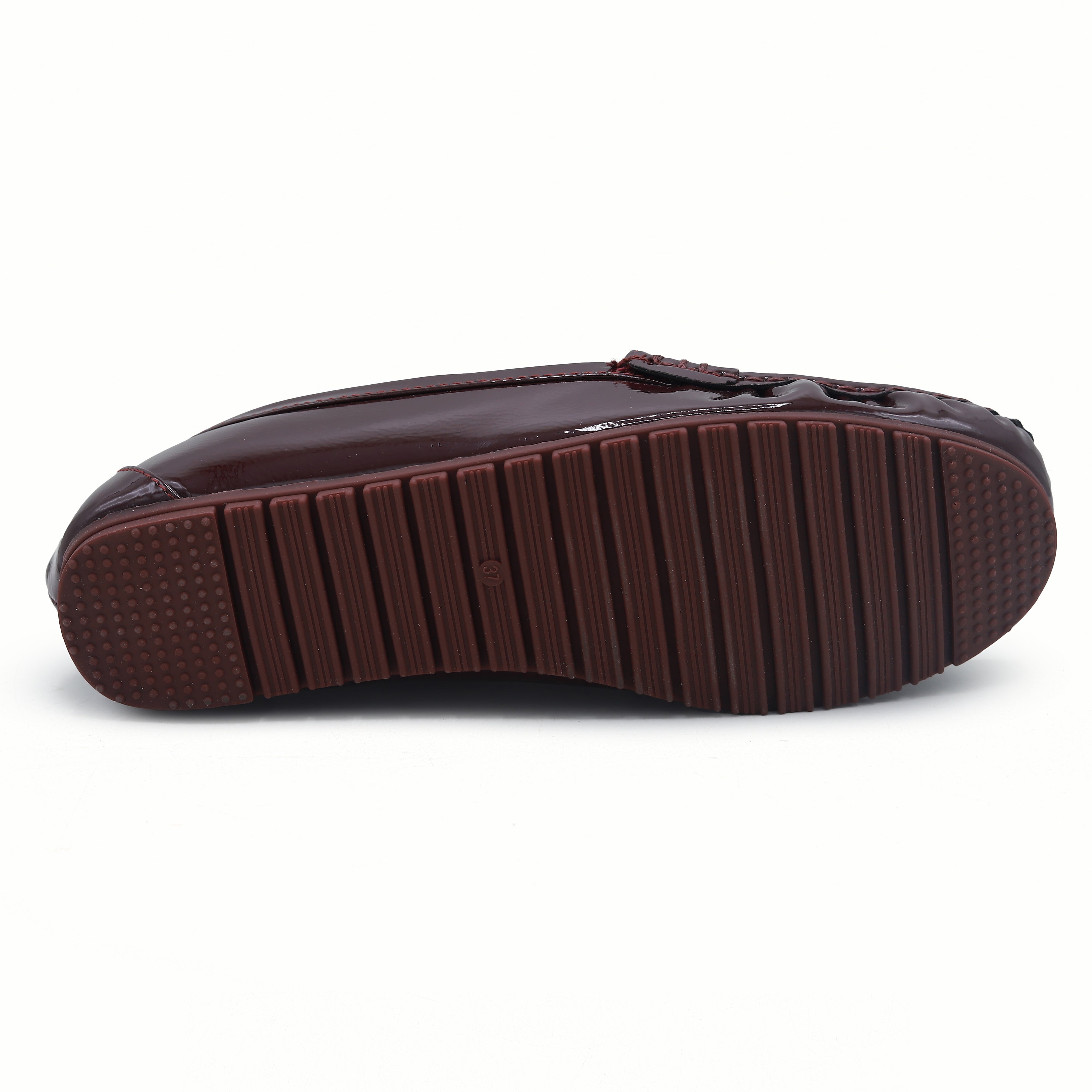 Chic Burgundy Patent Loafers with Gold Buckle 8004352 Maroon
