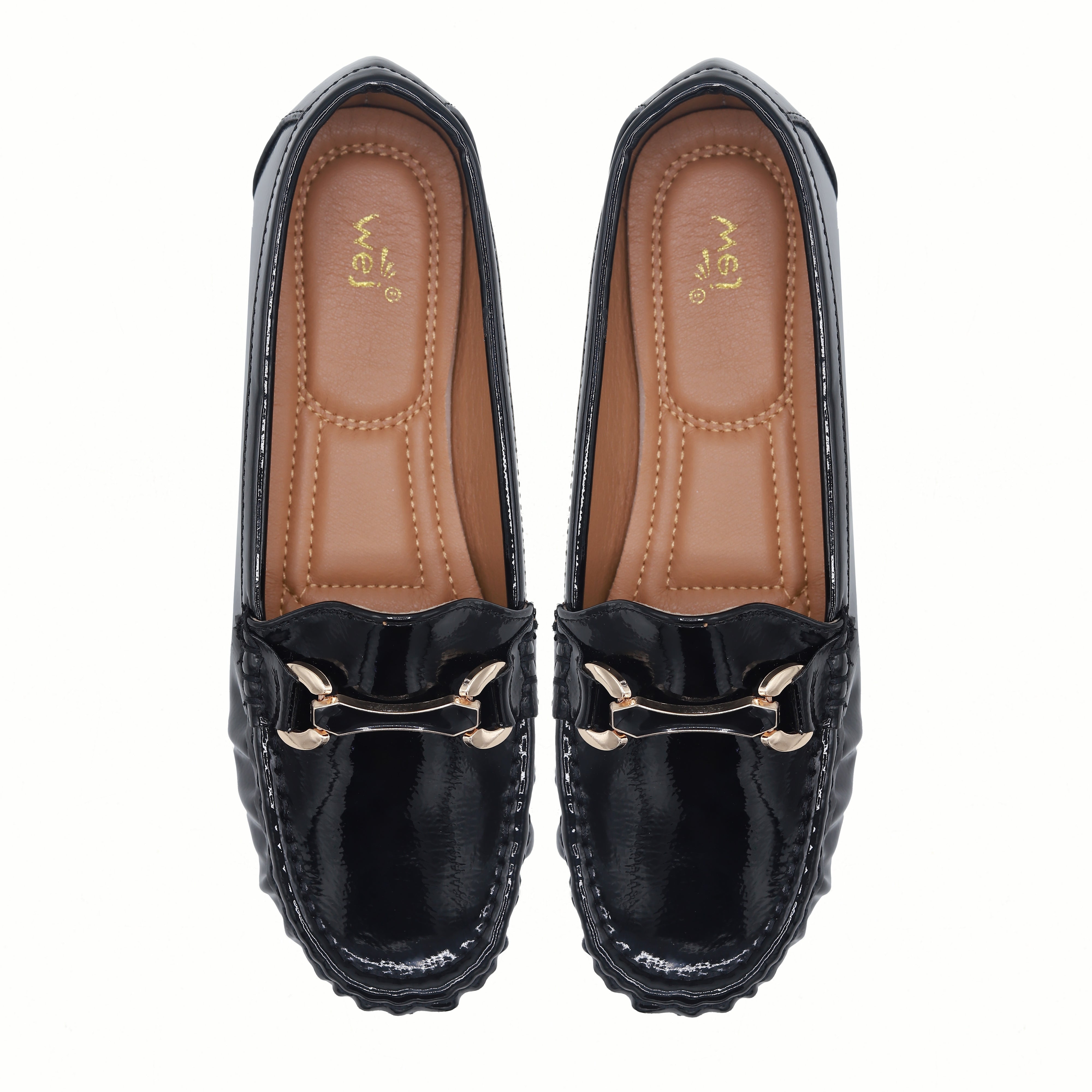 Classic Black Patent Loafers with Gold Buckle 8004352 Black