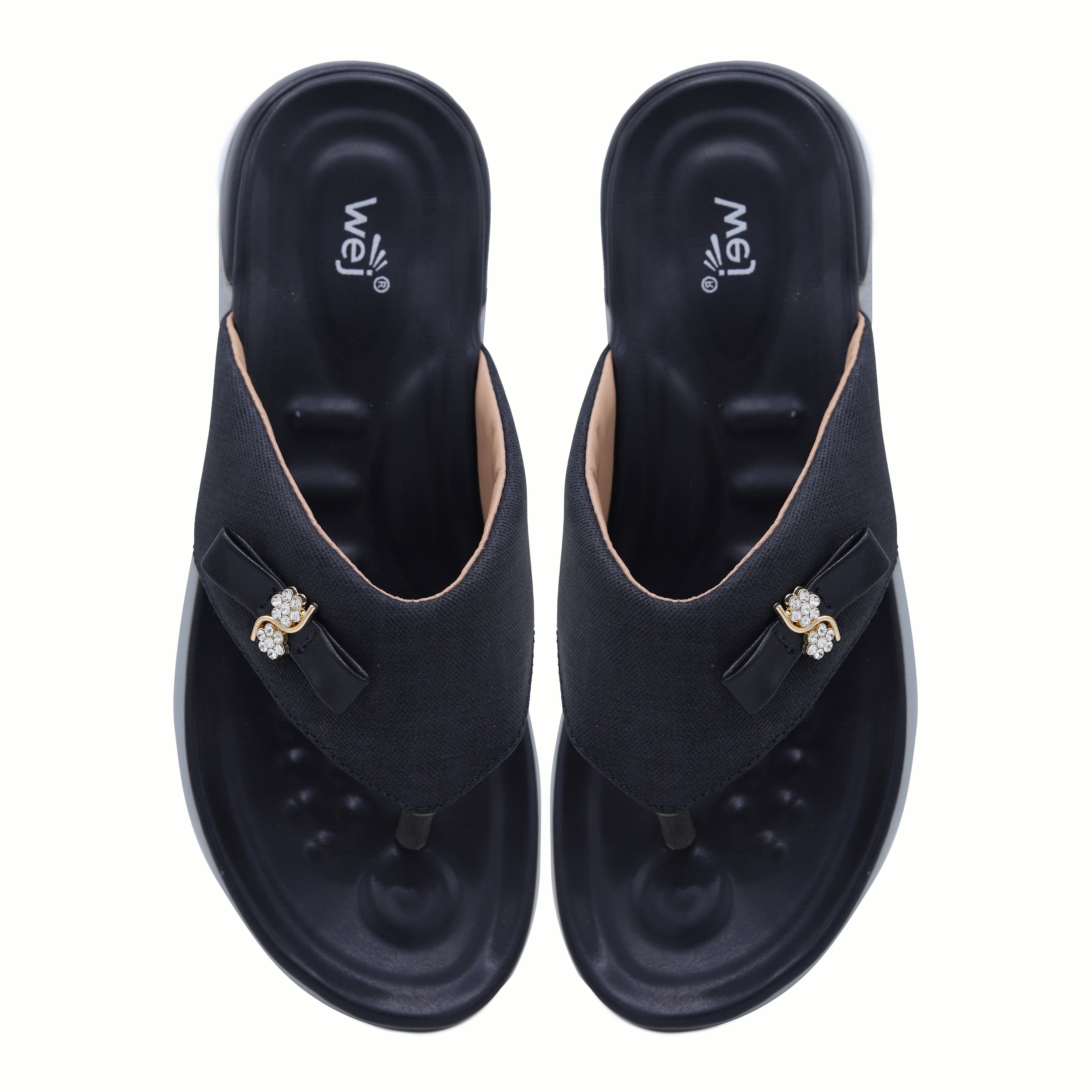 Black Bow Flip-Flops - 800189