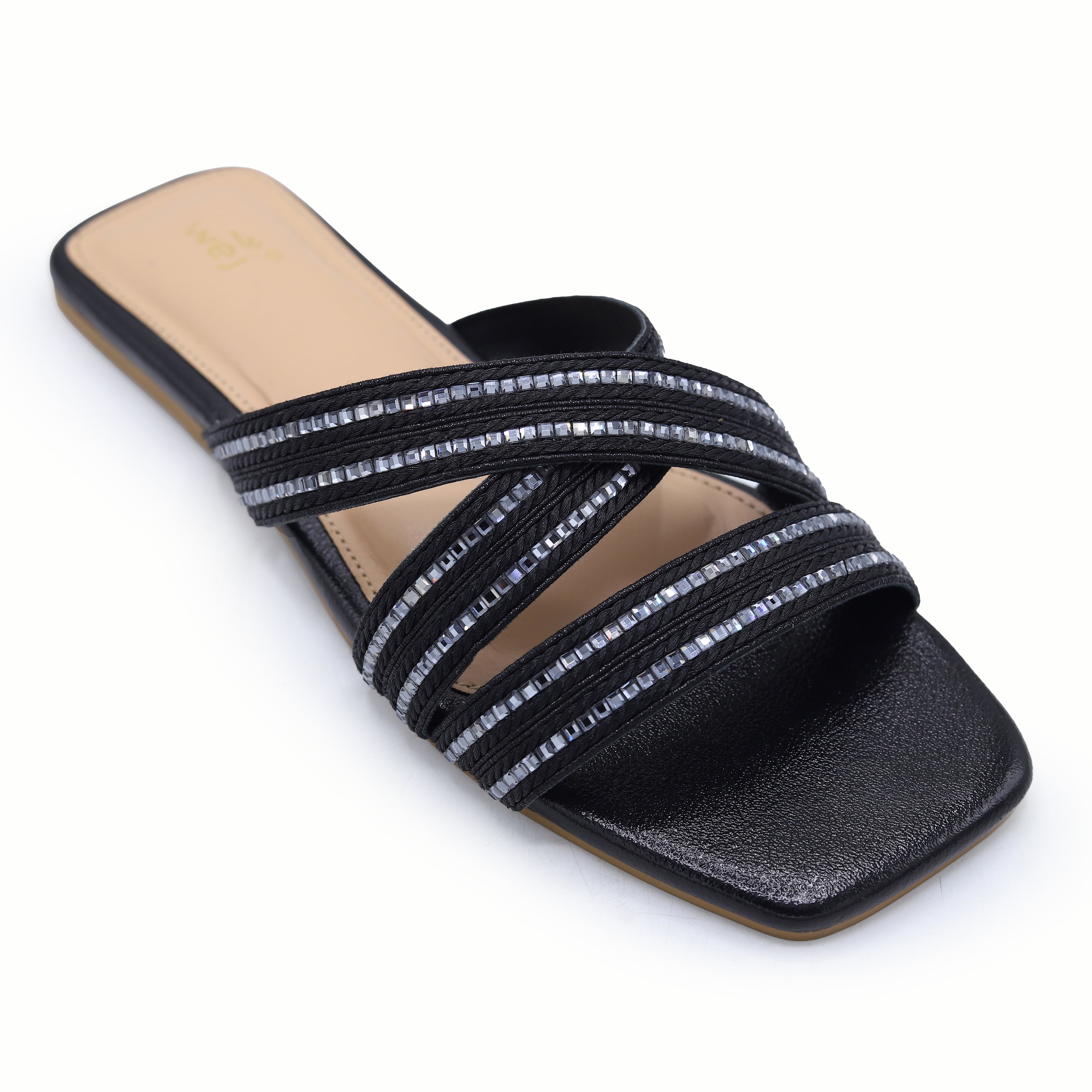 Crystal Crisscross Slide 8003592 Black