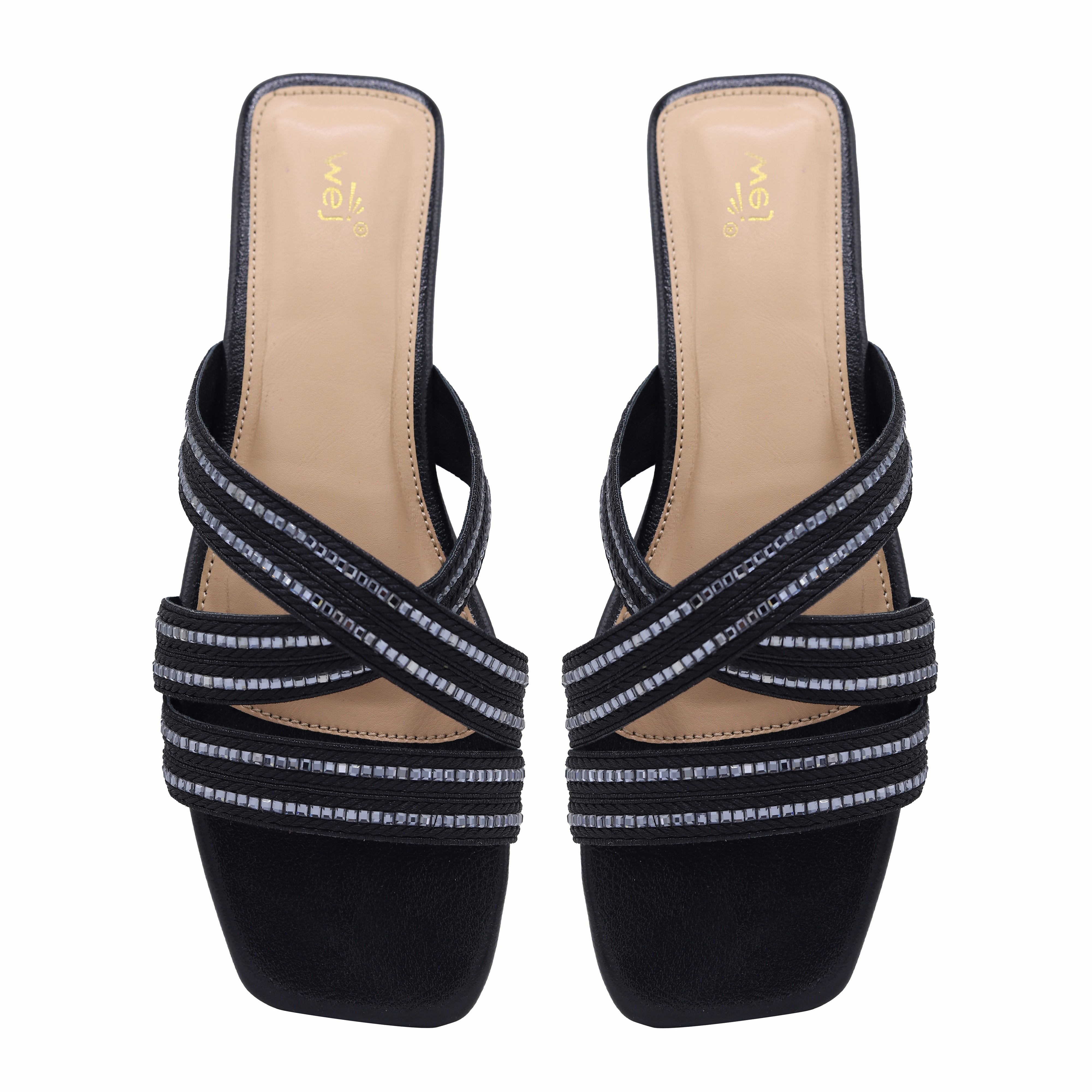 Crystal Crisscross Slide 8003592 Black