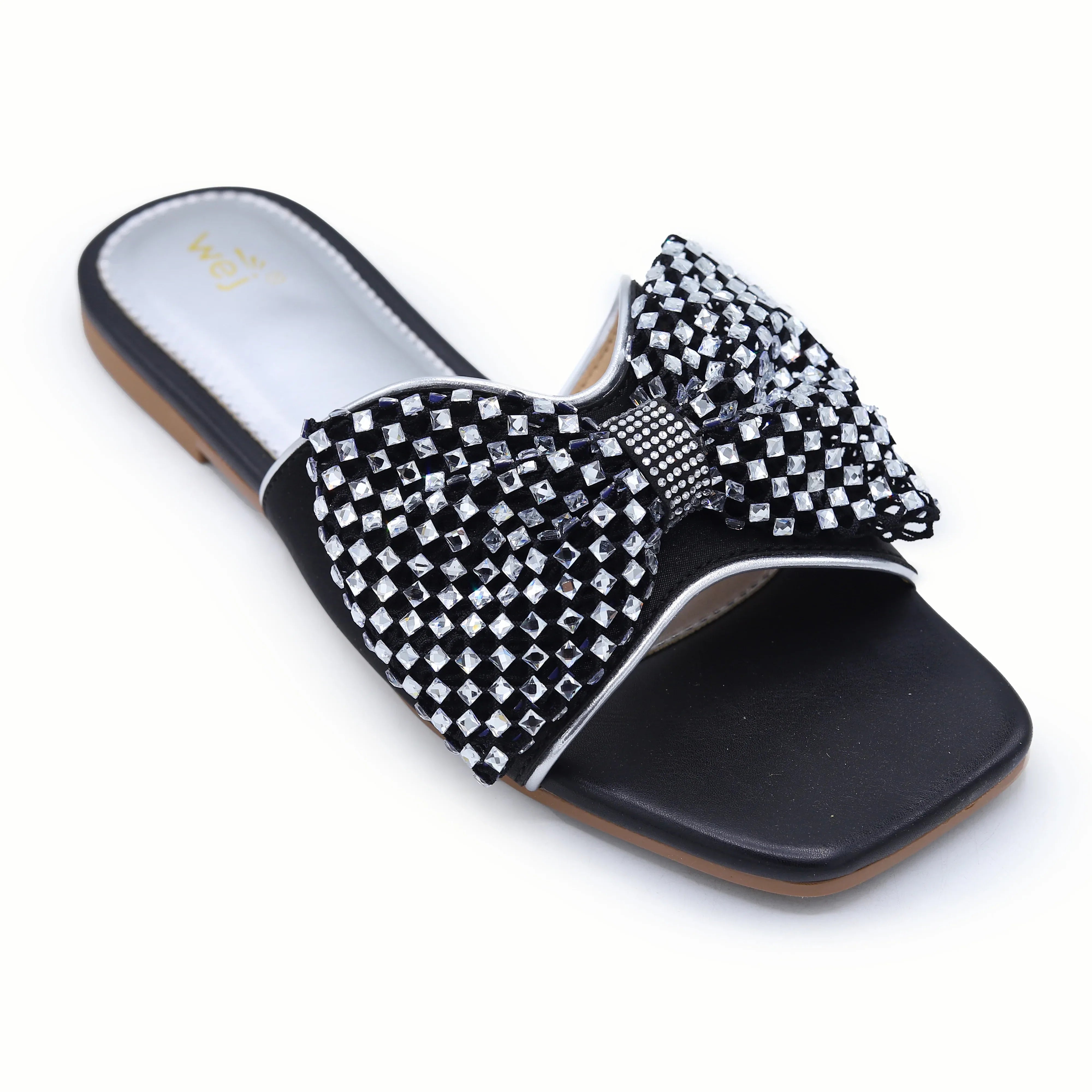 Crystal Bow Slide 8003587 Black