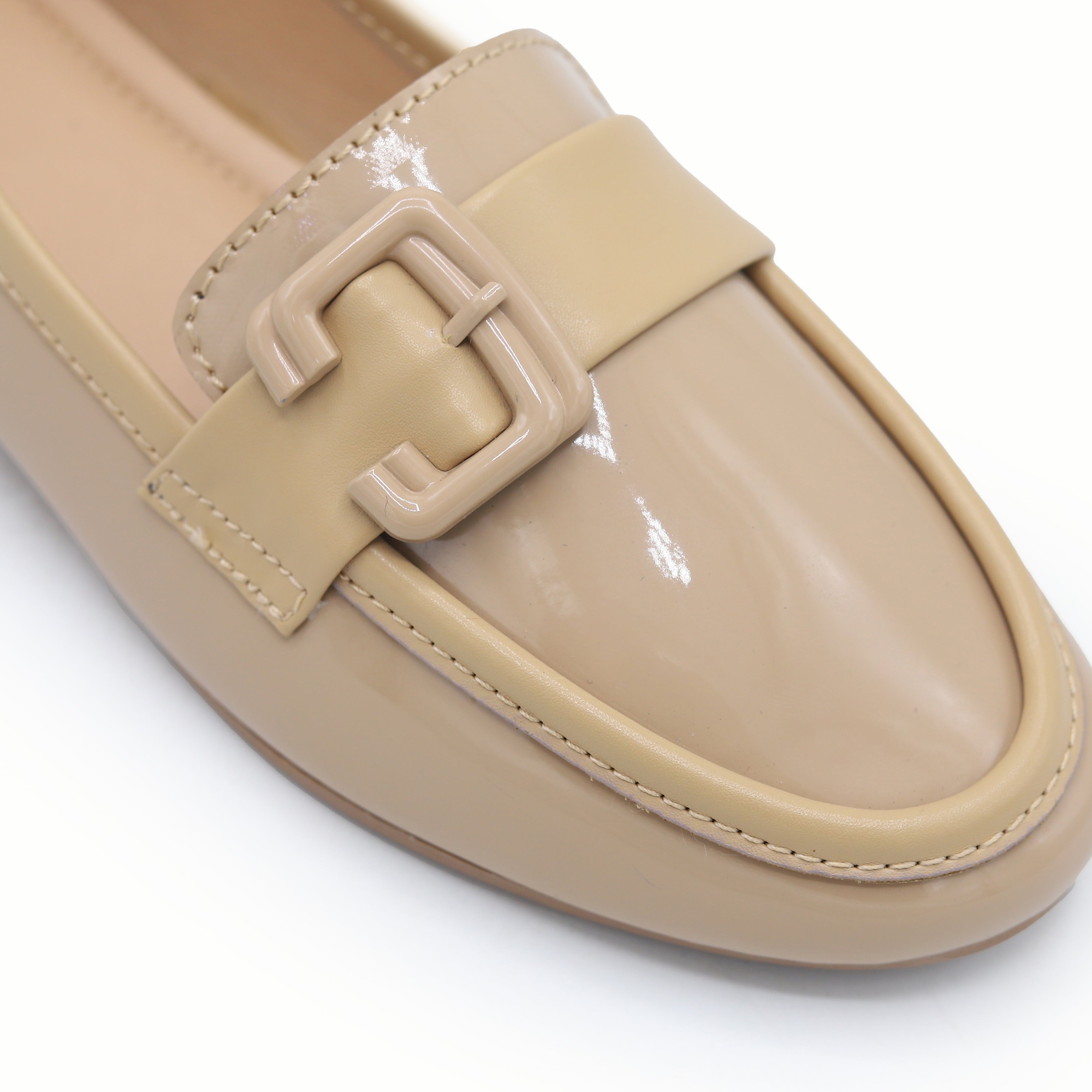 Patent Moccasin Shoes | Beige | 8004671