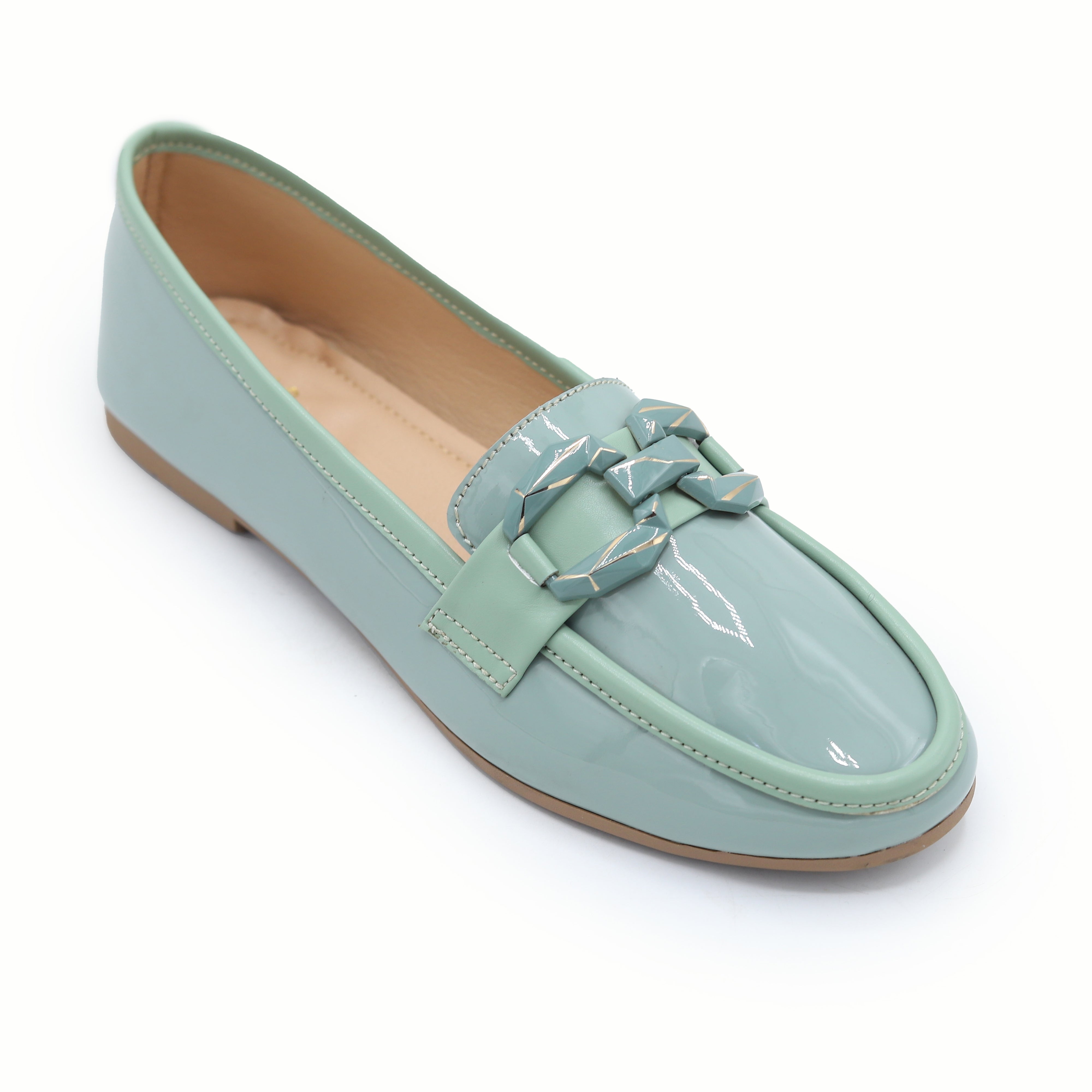 Patent Flat Moccasin | Mint | 8004672