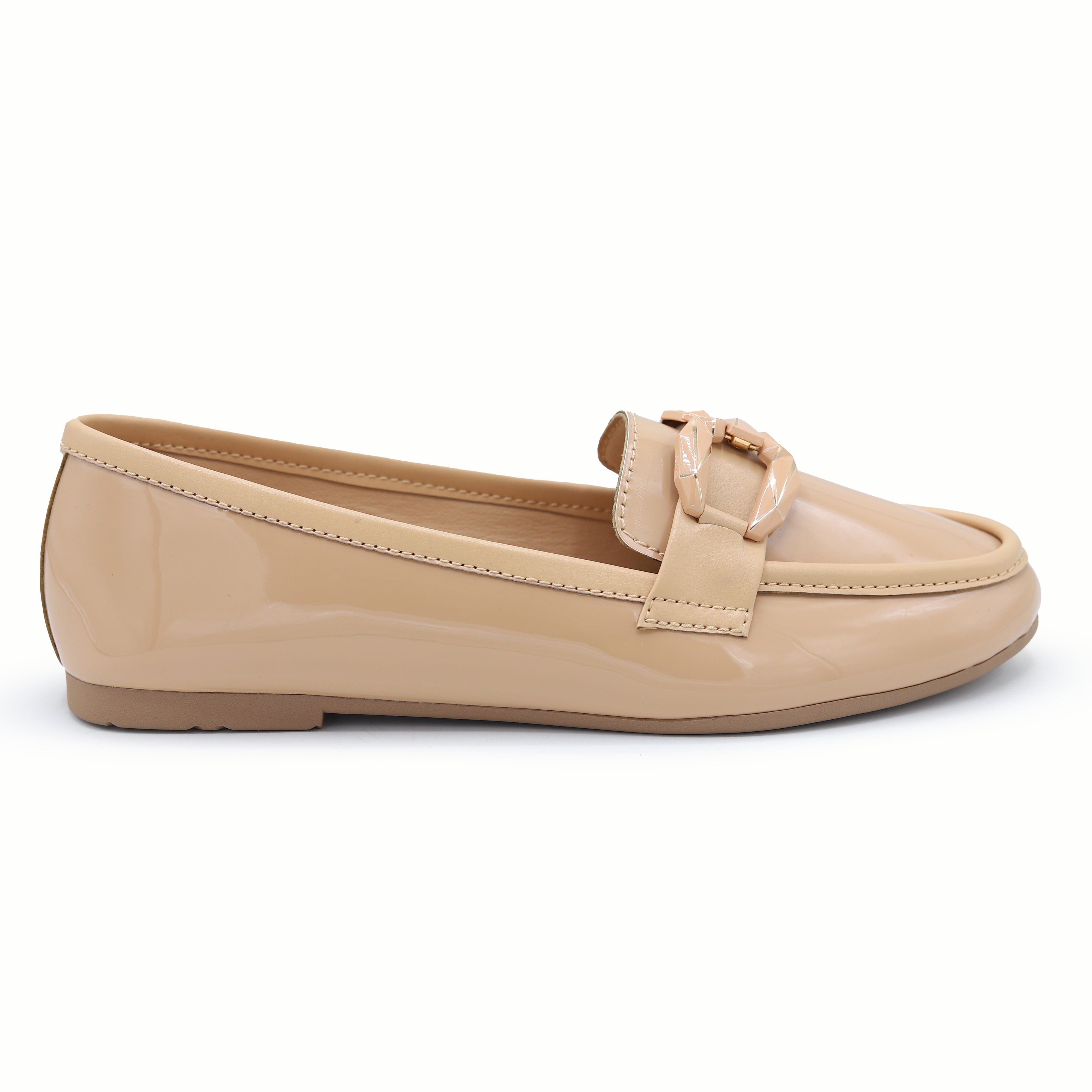 Patent Flat Moccasin | Beige | 8004672