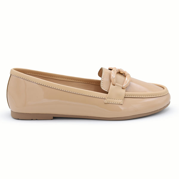 Patent Flat Moccasin | Beige | 8004672