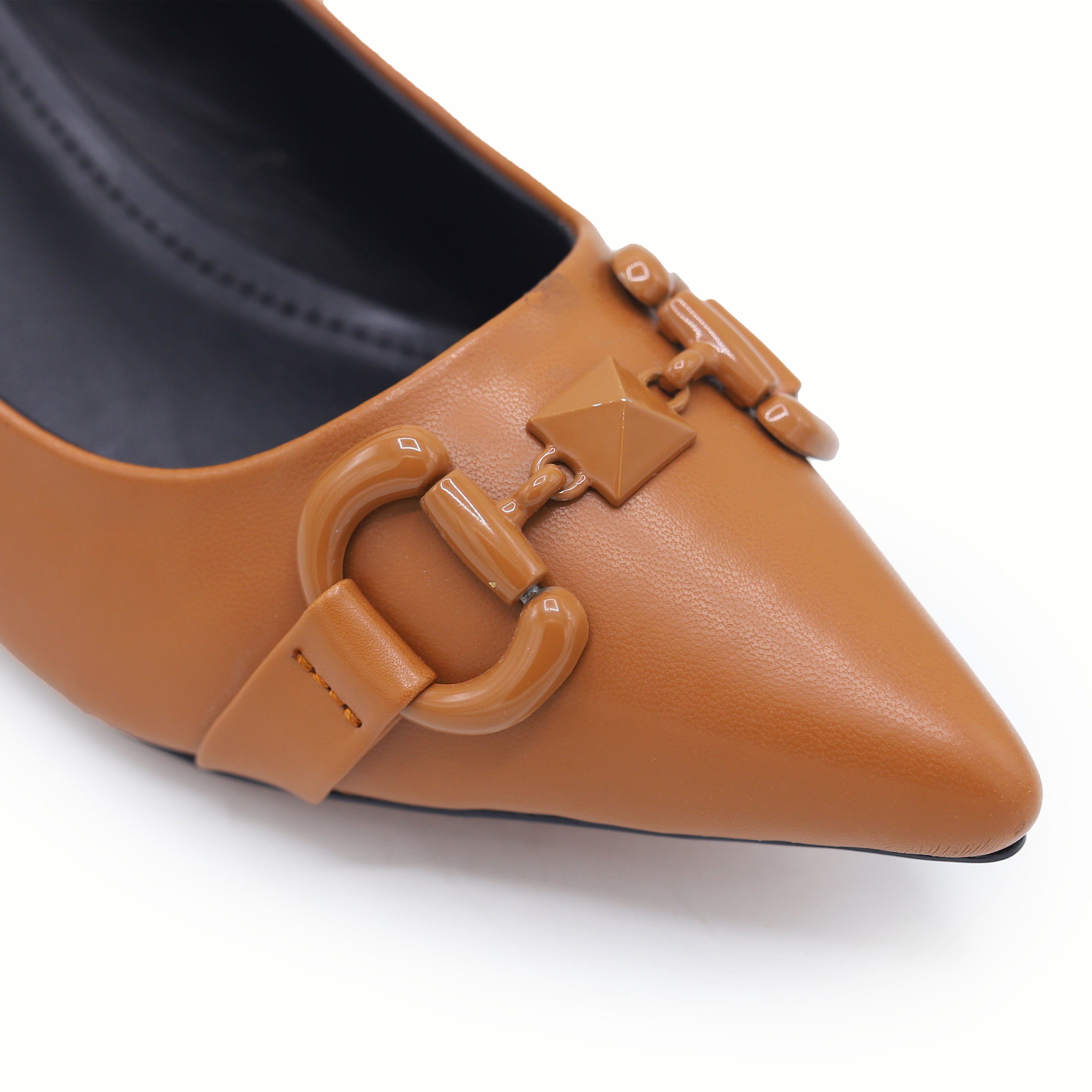 Block Heel Court Shoes | Tan | 8108334