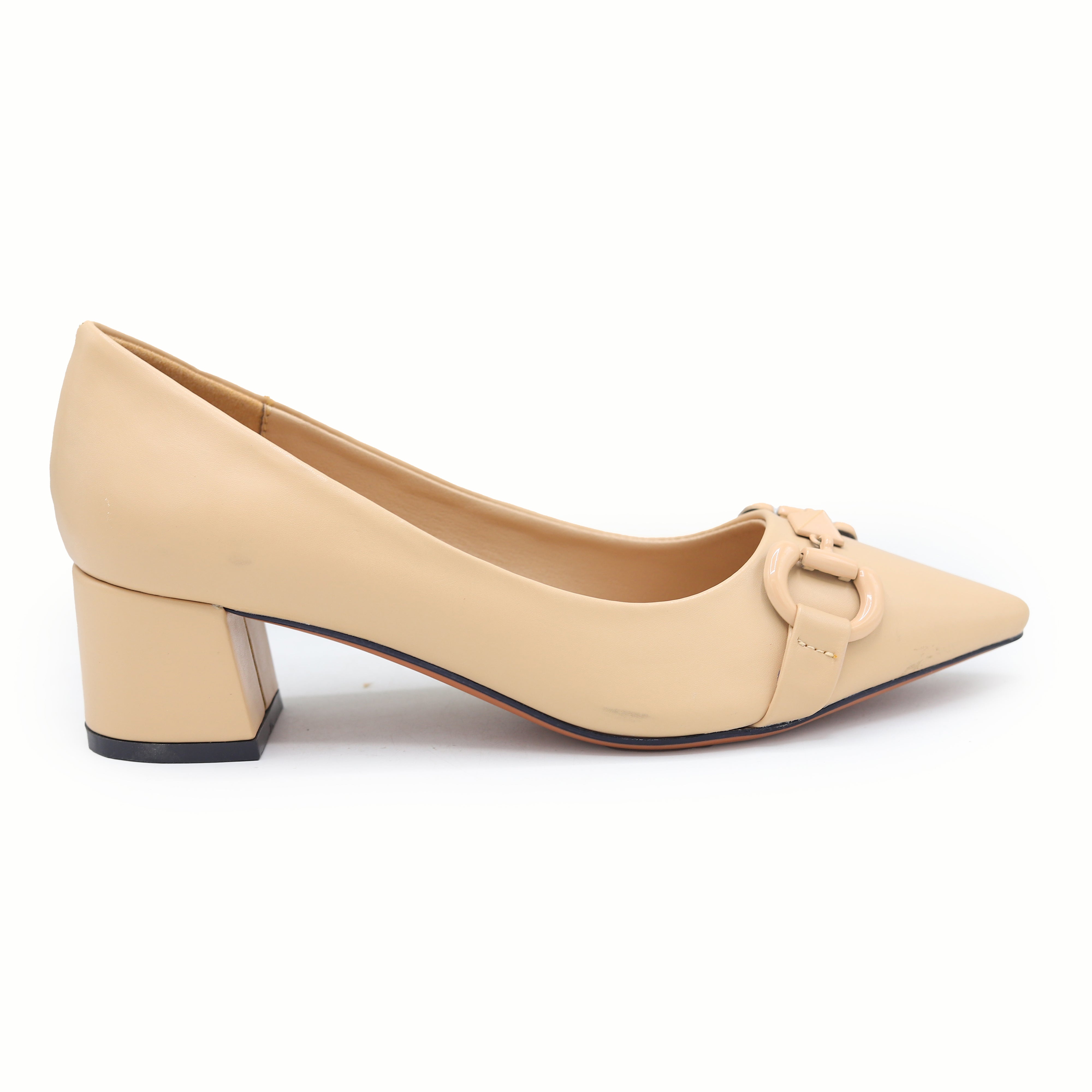 Block Heel Court Shoes | Beige | 8108334