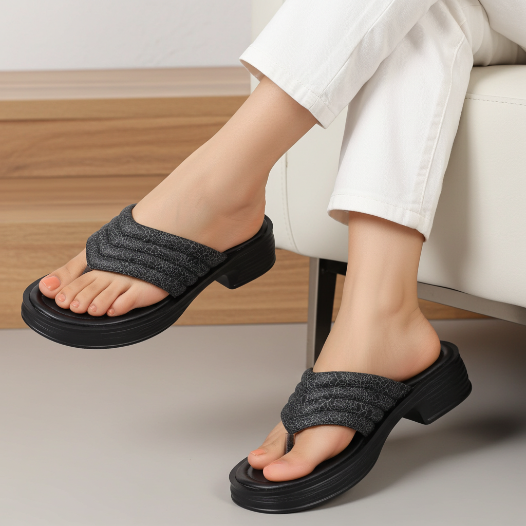 Black Medicated Sole Slides - 800191