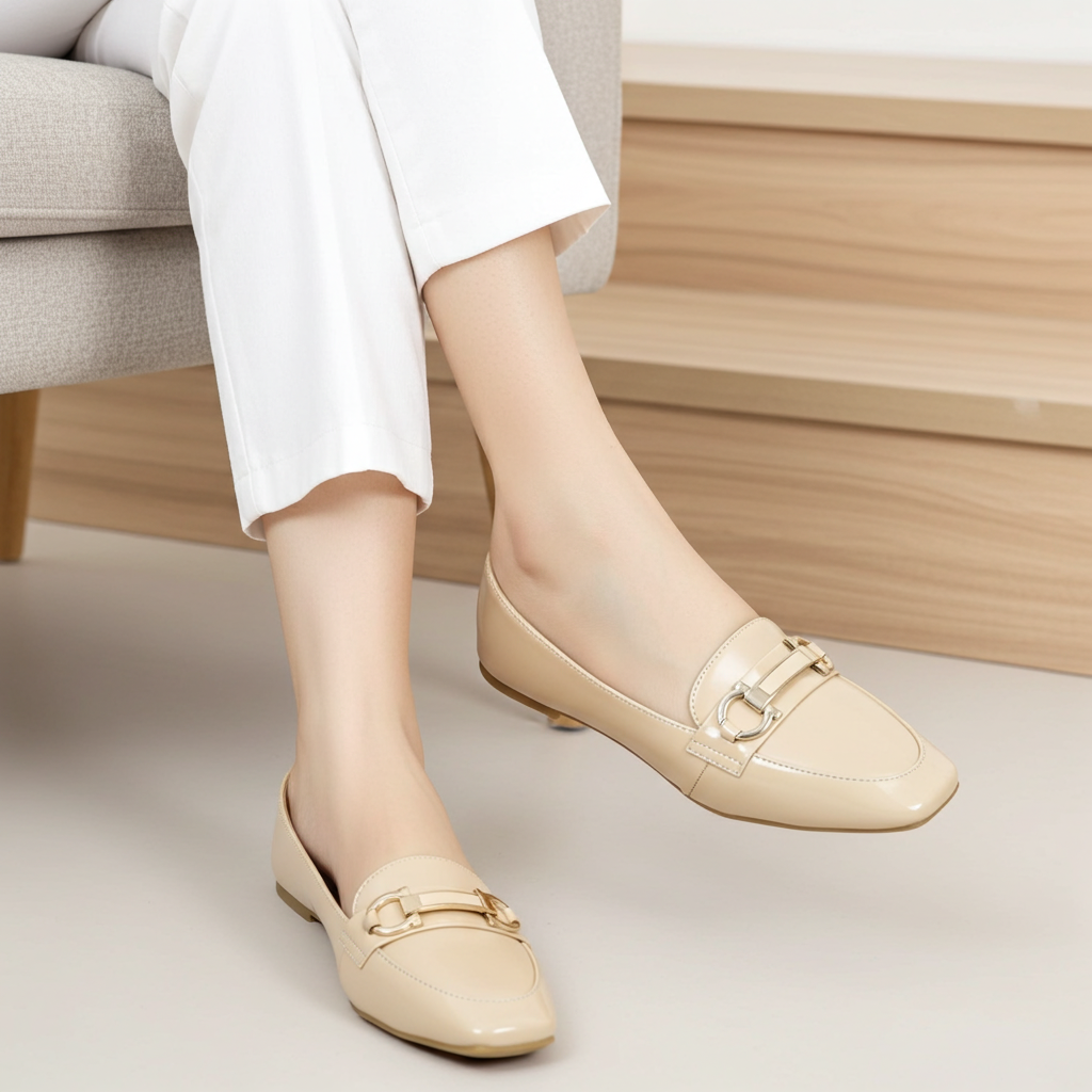 Beige Nude Slip-On Loafers / 8006212