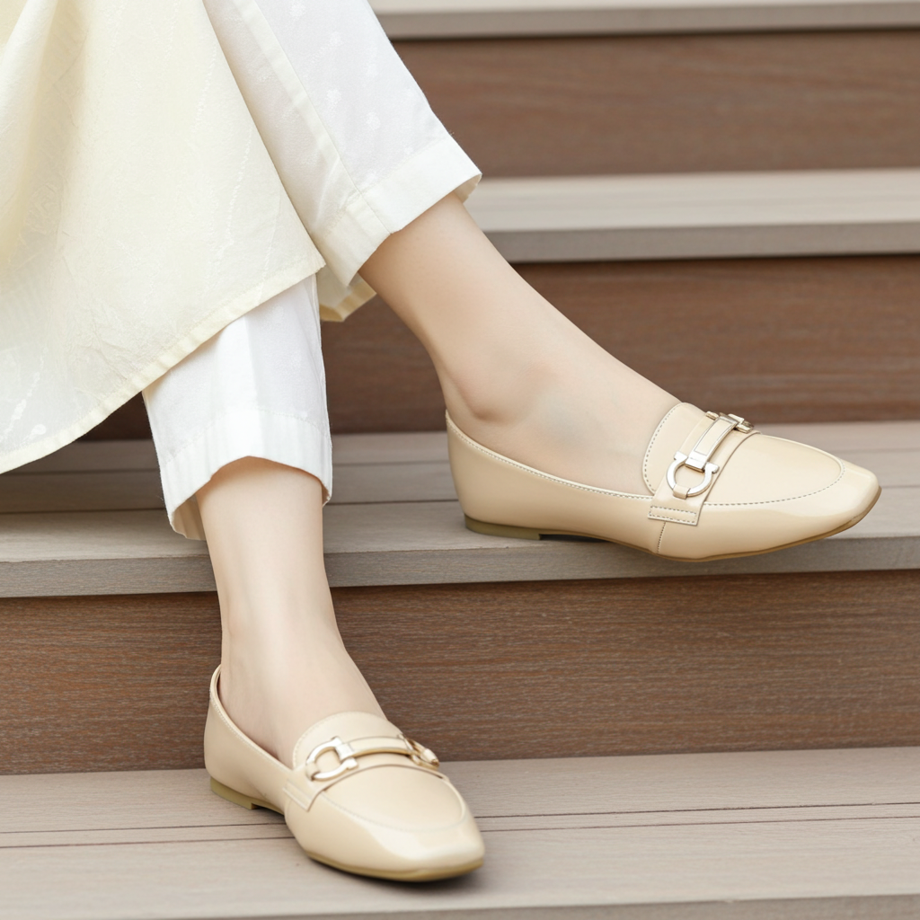 Beige Nude Slip-On Loafers / 8006212