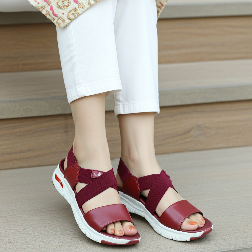 ComfyStride Women Sporty Sandals Maroon / 7002350