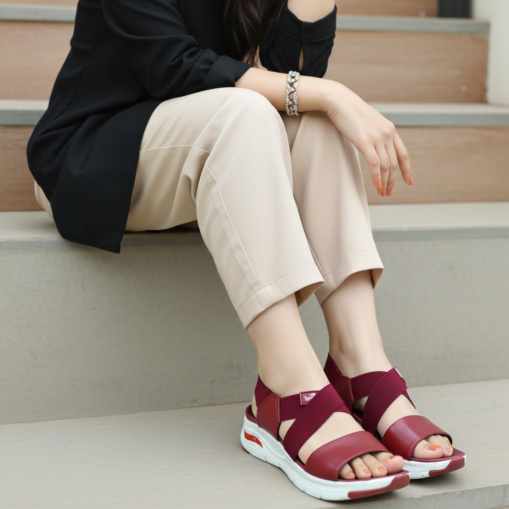 ComfyStride Women Sporty Sandals Maroon / 7002350