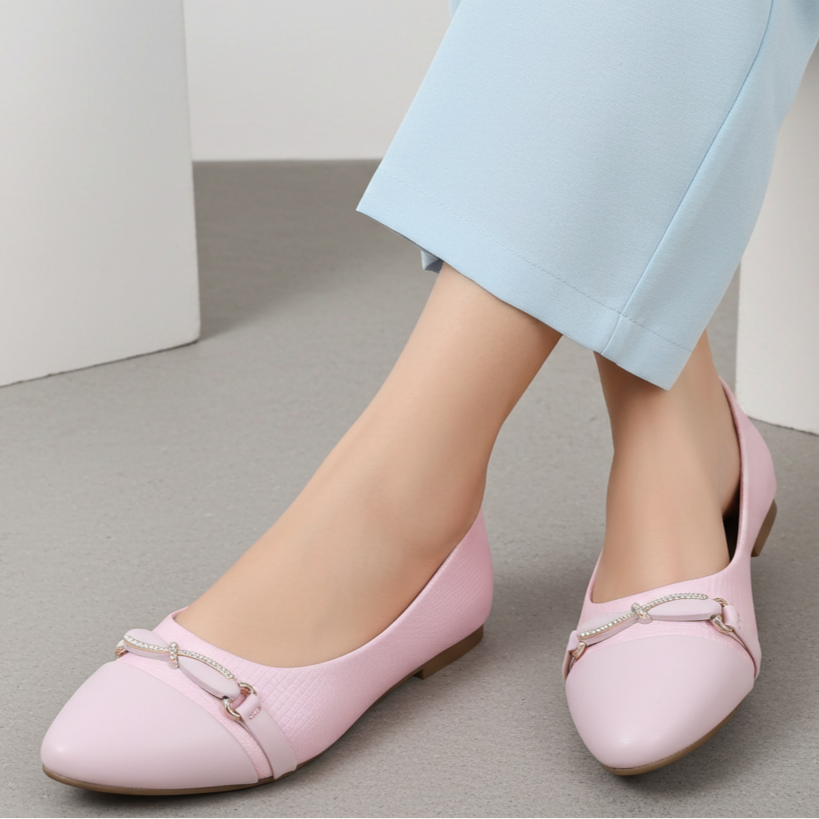 Pink Pointed Toe Slip On Flats – 8006345