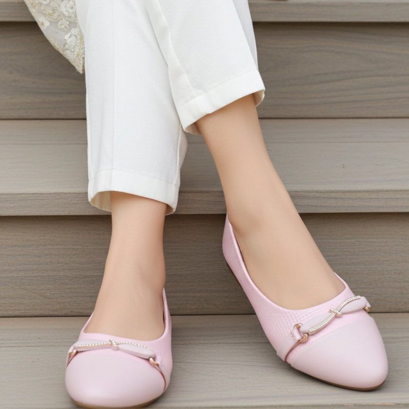 Pink Pointed Toe Slip On Flats – 8006345