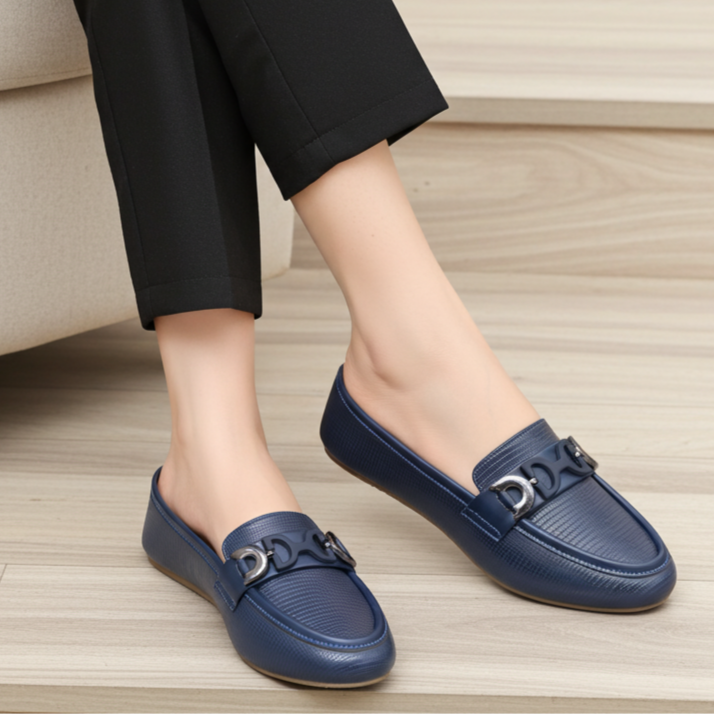 Navy Blue Women's Loafers  – 8004388