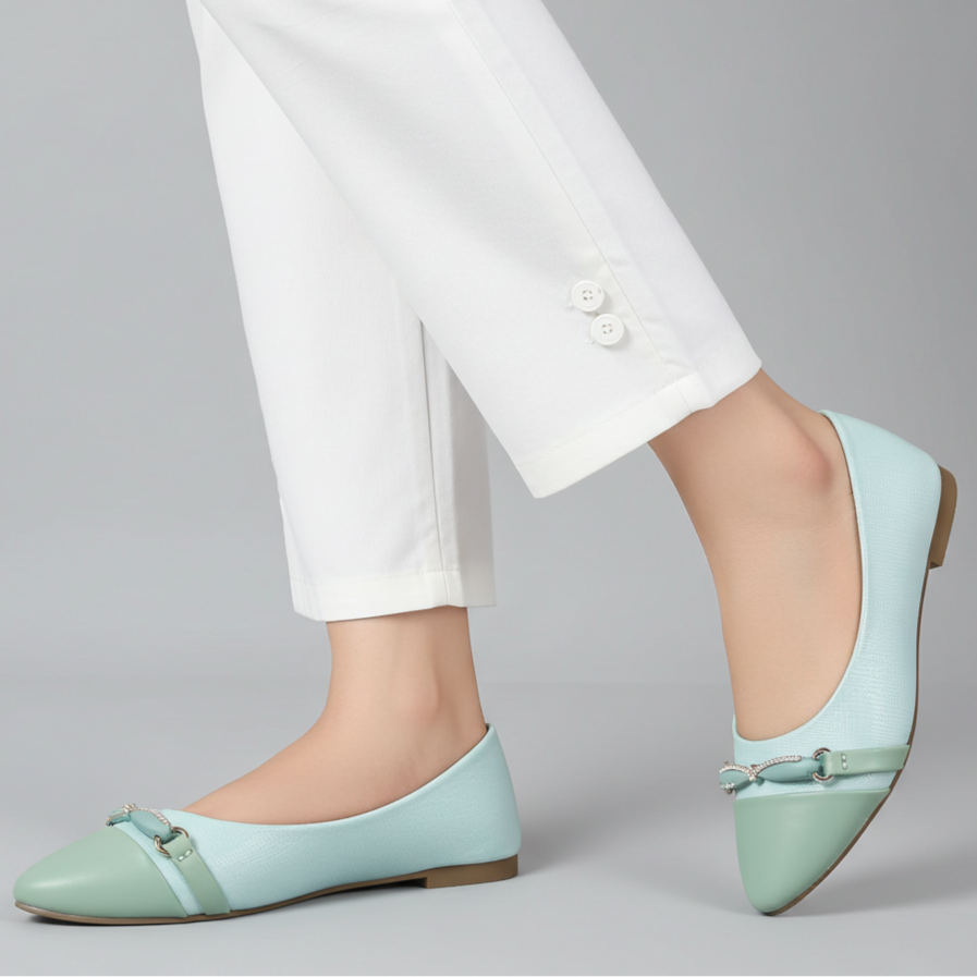 Mint Pointed Toe Slip On Flats – 8006345