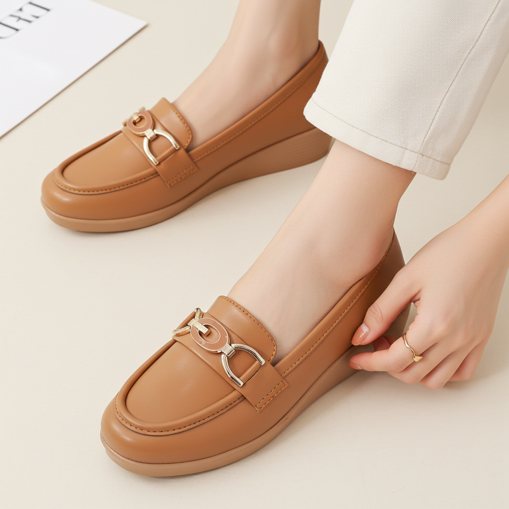 Tan Women's Loafers - 8004386