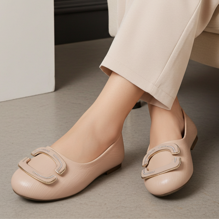 Beige Comfortable Pumps Shoes - 8006364
