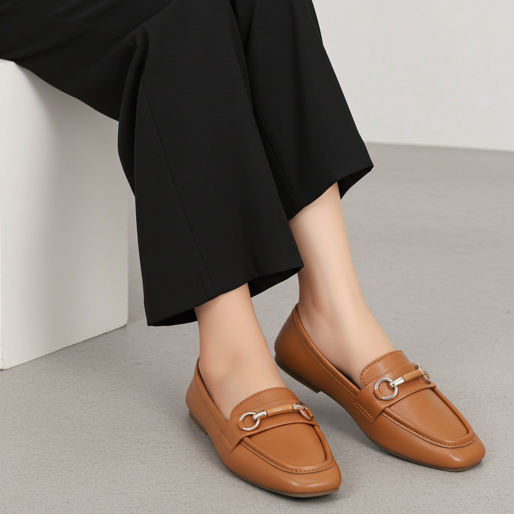 Modern Square Toe Tan Loafers - 8004412
