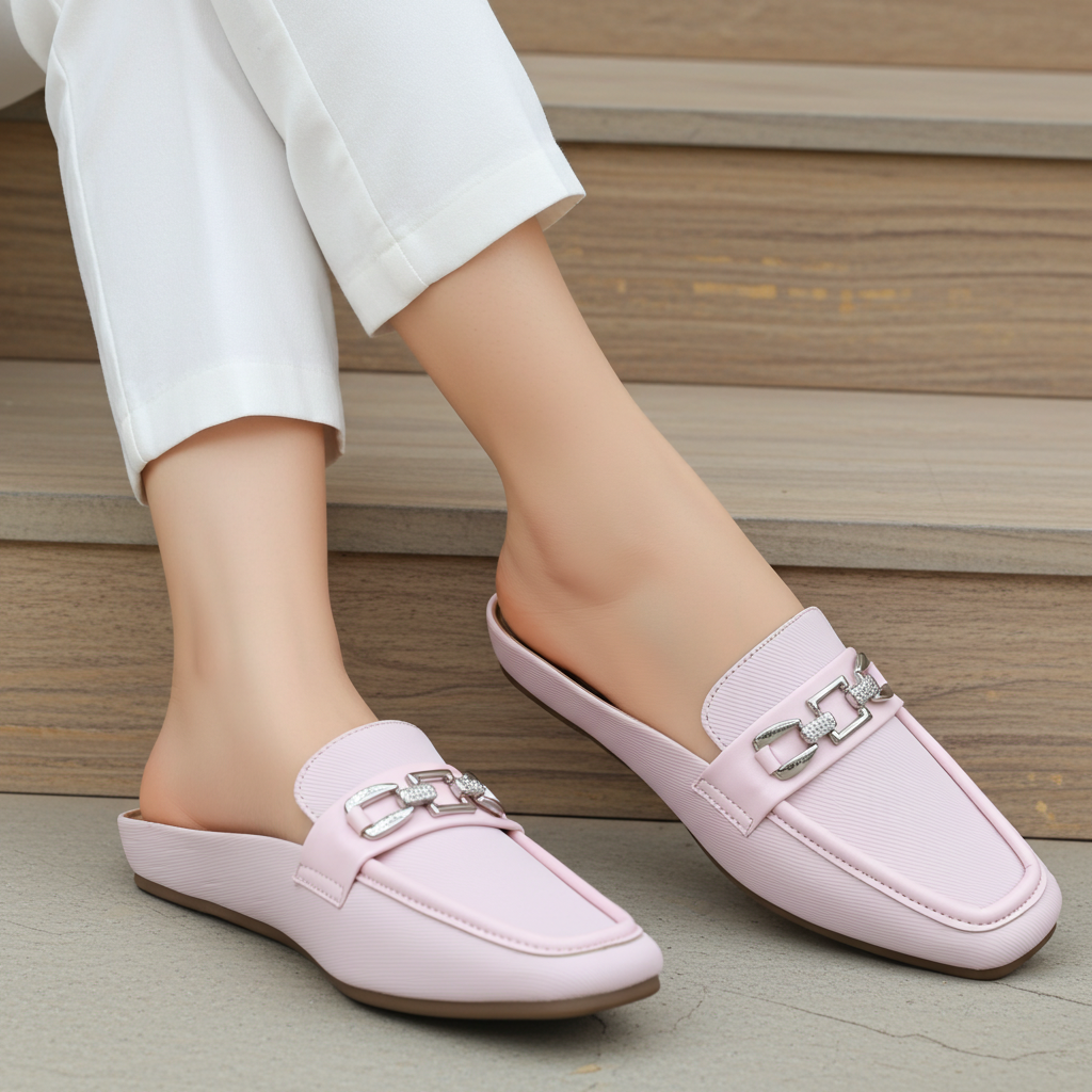 Pink Loafer Mules - 8004332
