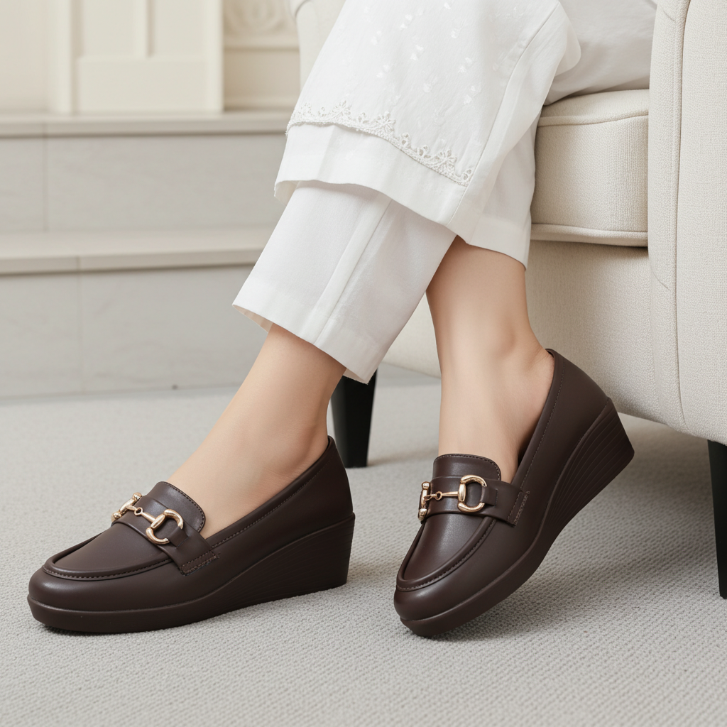 Coffee Women's Wedge Loafers 8004421