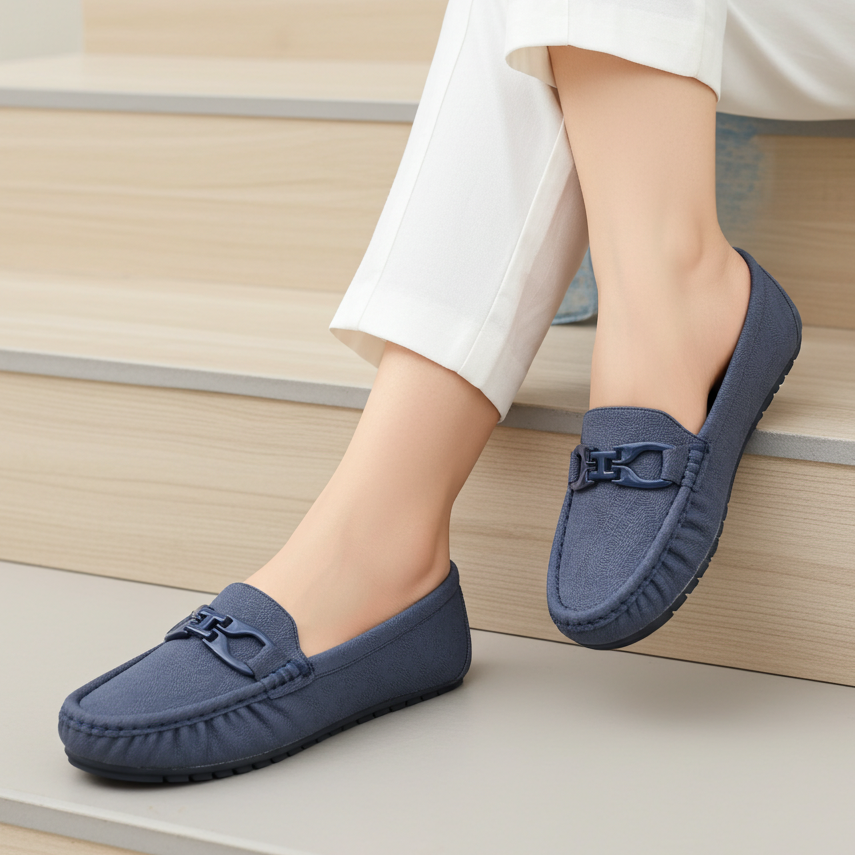 Blue Moccasin Loafers - Women's Shoes 8004363 Navy