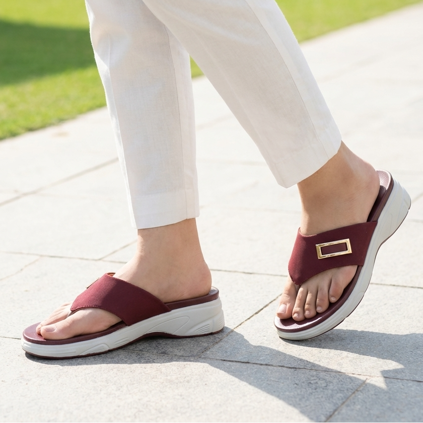 Maroon Platform Slippers 800192 Maroon