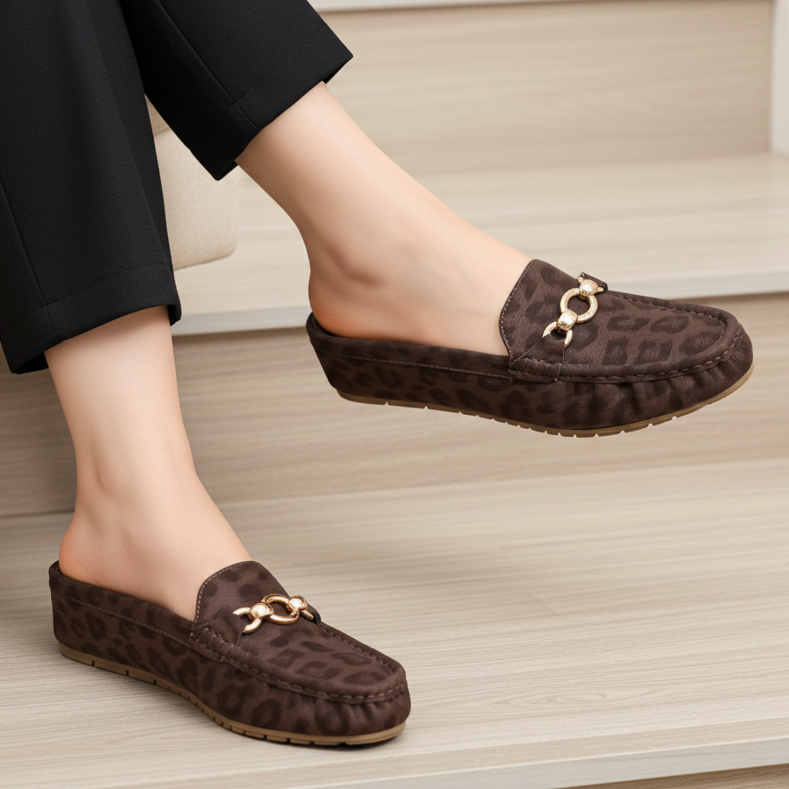 Chic Brown Leopard Print Loafer Mules 8007219 Coffee