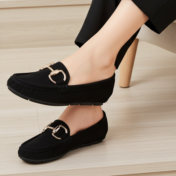 Black Suede Moccasins Women's Comfort Loafers 8004360 Black