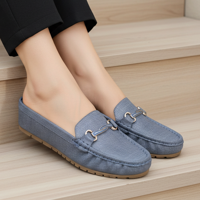 Chic Blue Textured Loafer Mules 8007220 Blue