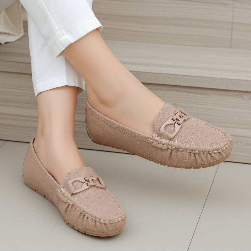 Taupe Moccasin Loafers - Women's Shoes 8004363 Beige