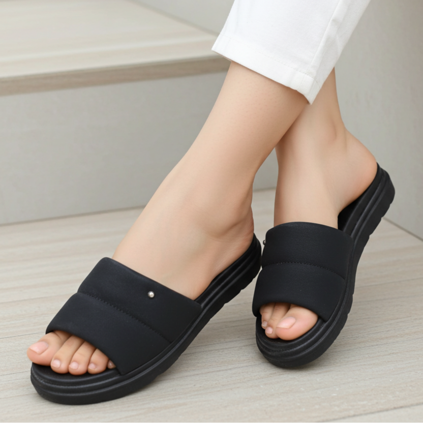 Black Comfort Slides for Women - AHN 01