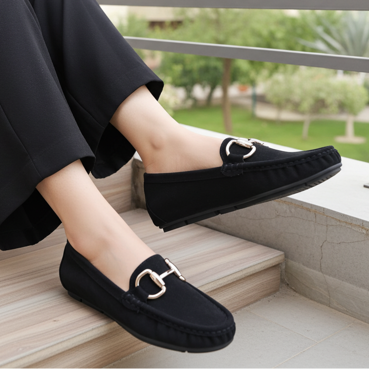 Black Suede Moccasins Women's Comfort Loafers 8004360 Black