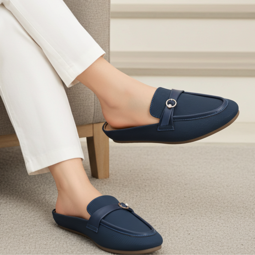 Navy Blue Backless Loafer Mules  8004327