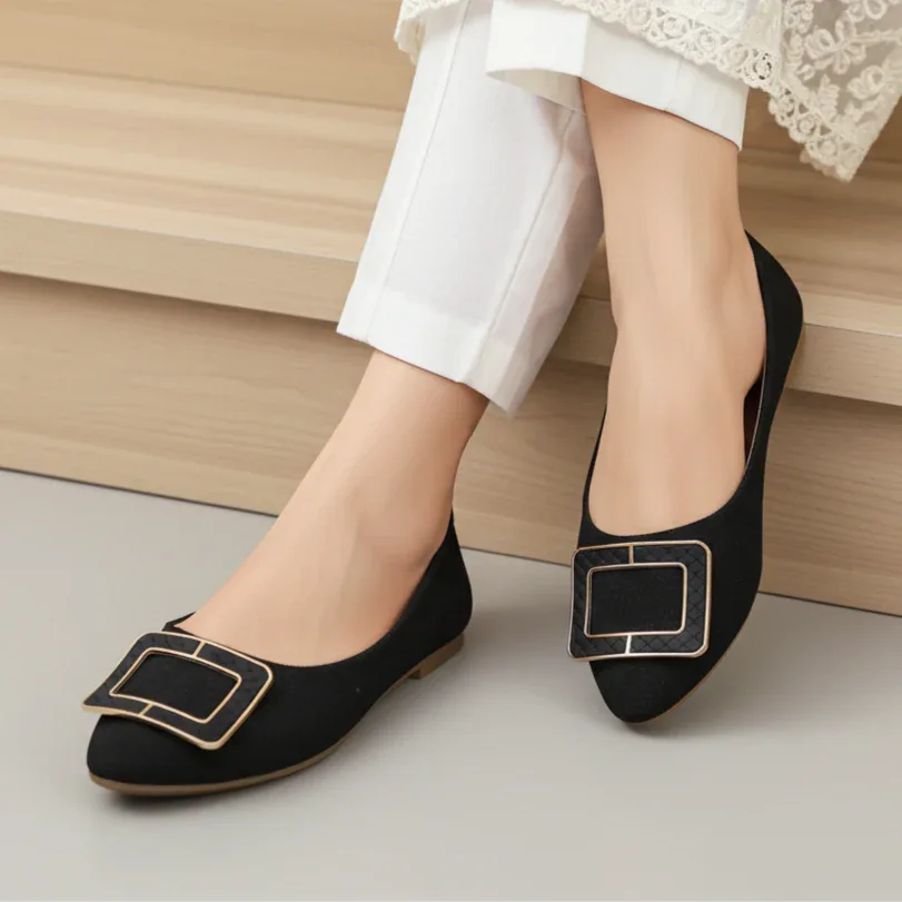 ladies flat dress shoes Black Suede Flats