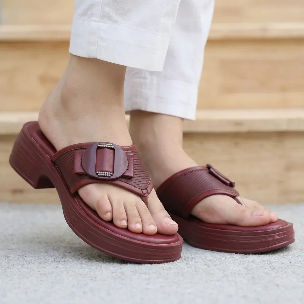 Platform Slippers 800198 Maroon