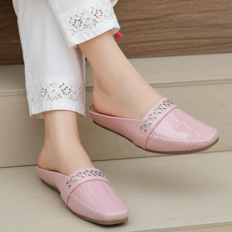 Pink Patent Women Half Shoes 8004338